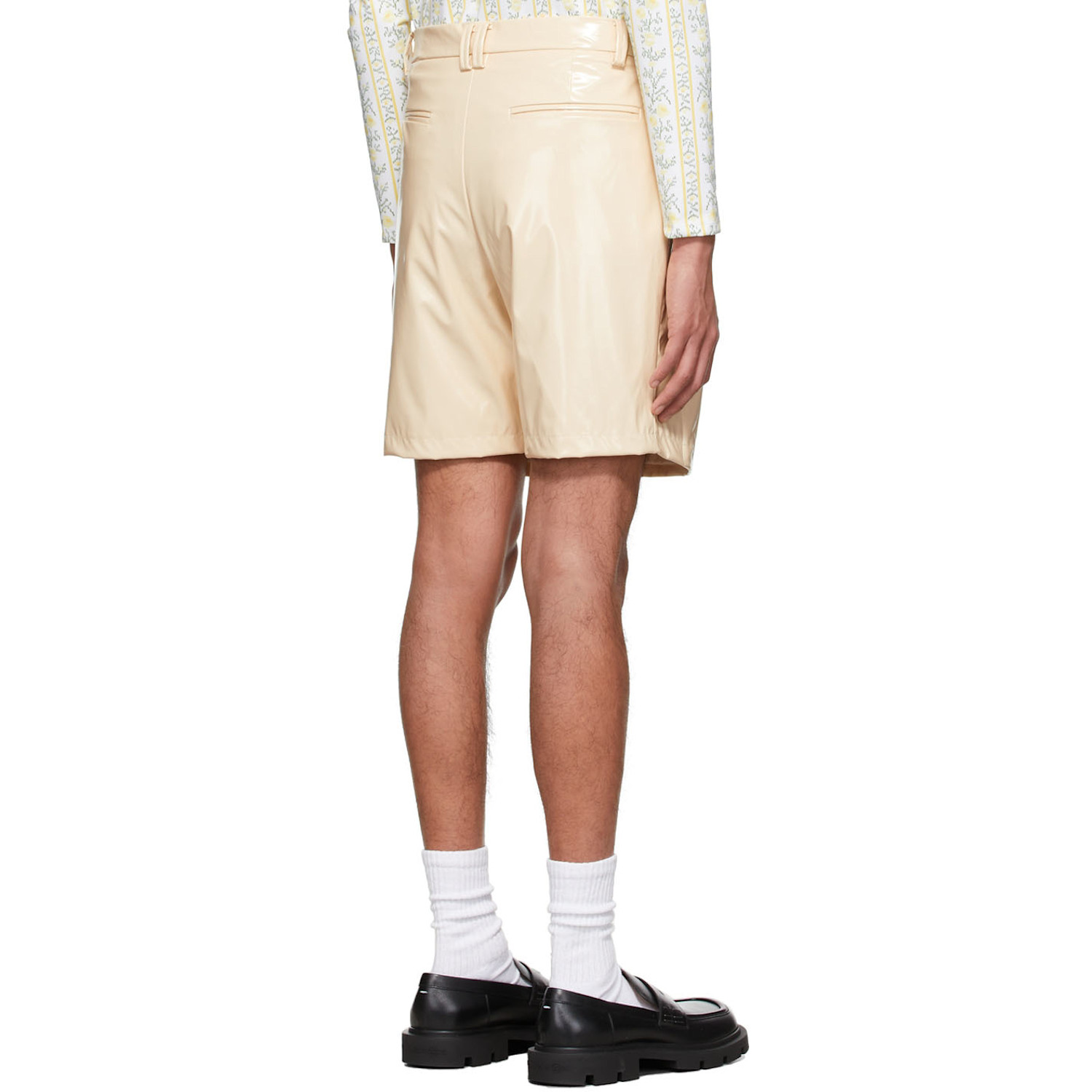  Tanner Fletcher Beige Marlo Wet Look Shorts 