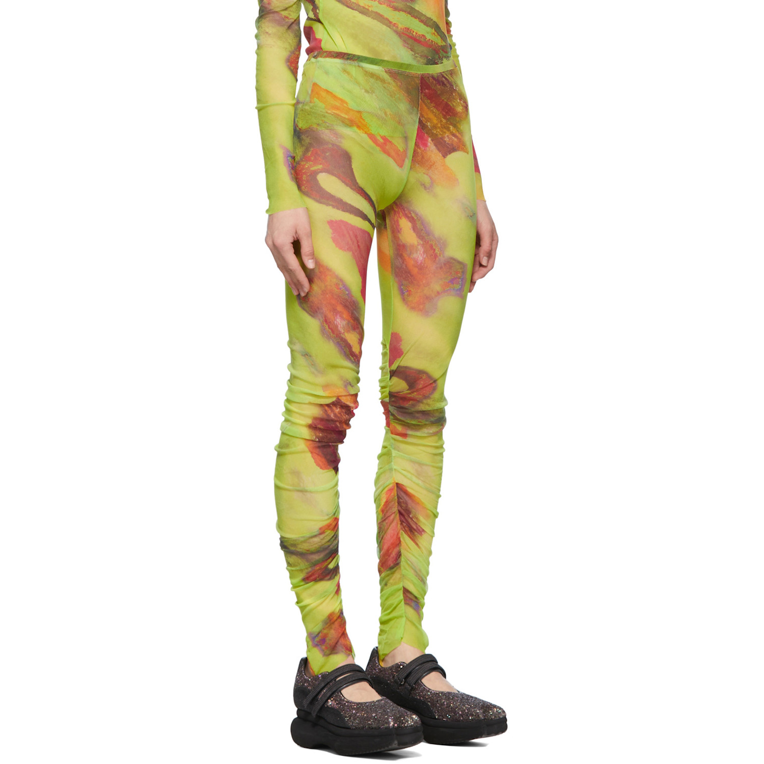  Paula Canovas Del Vas Green Mesh Leggings 