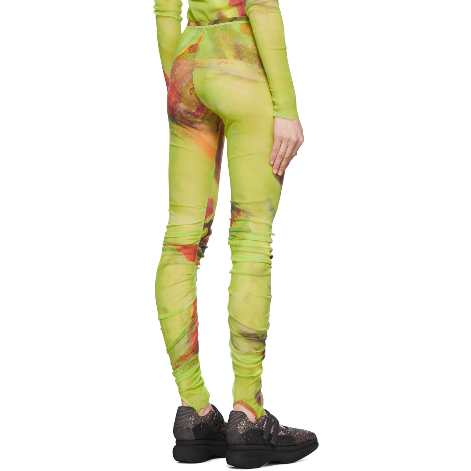  Paula Canovas Del Vas Green Mesh Leggings 