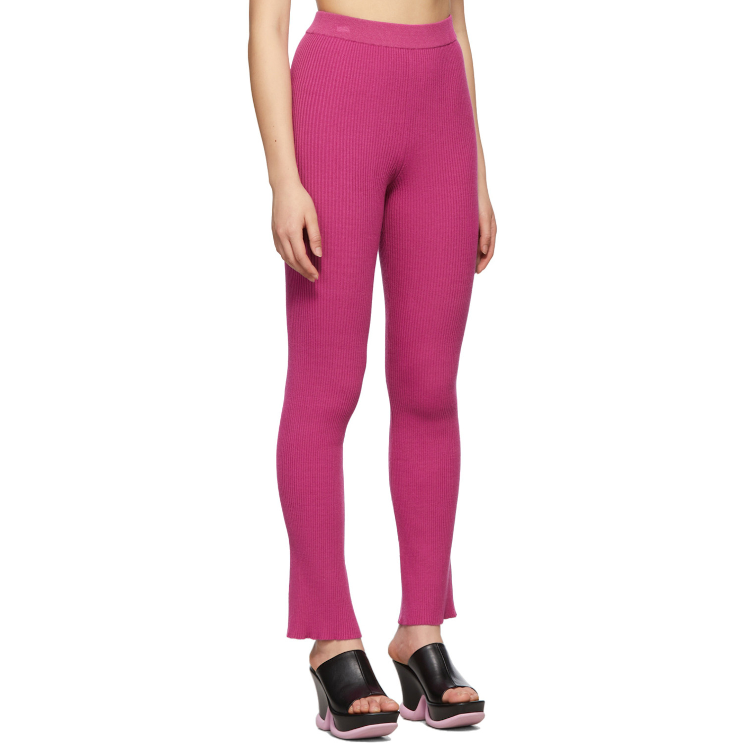  Msgm Pink Ribbed Straight Leg Pants 