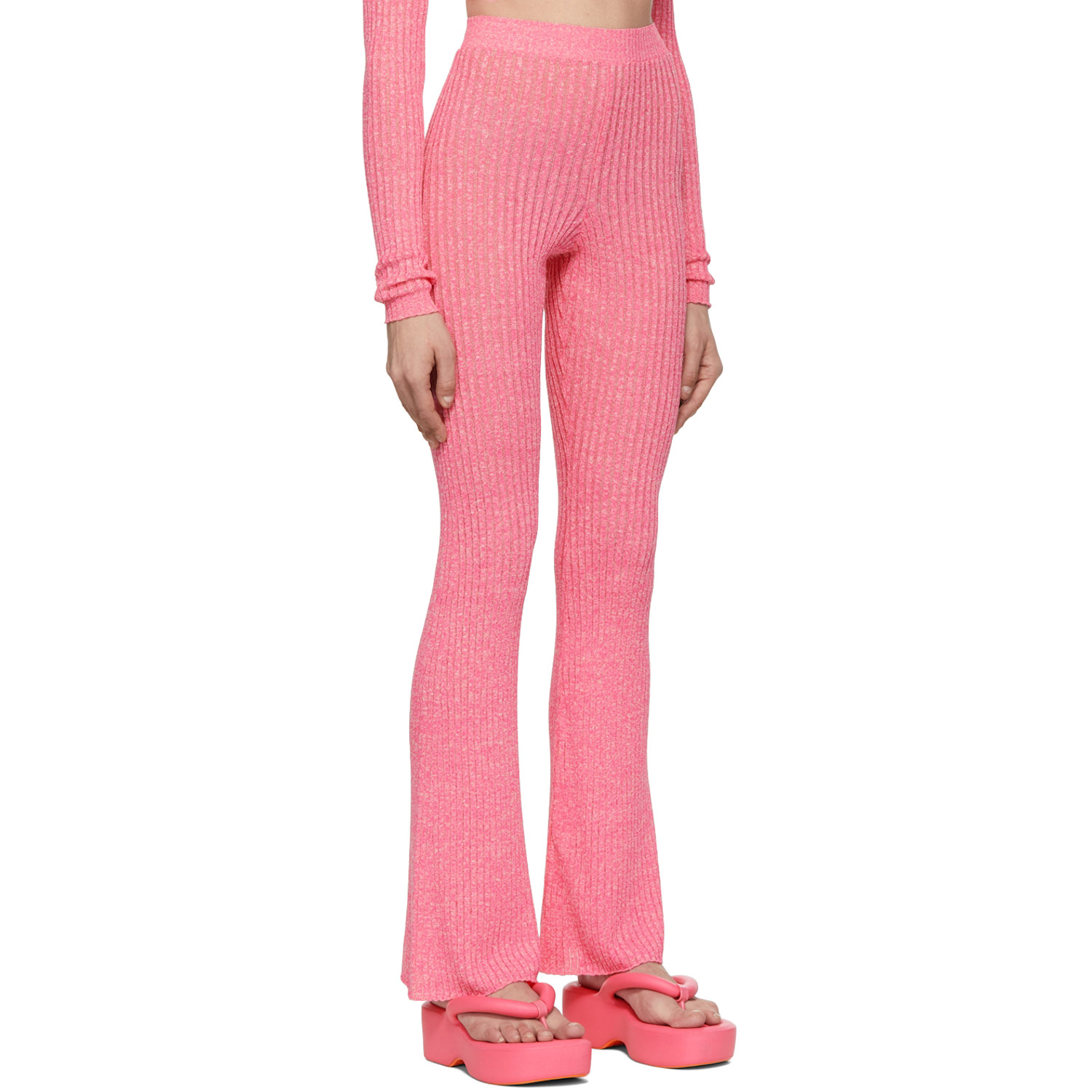  Msgm Pink Linen Lounge Pants 