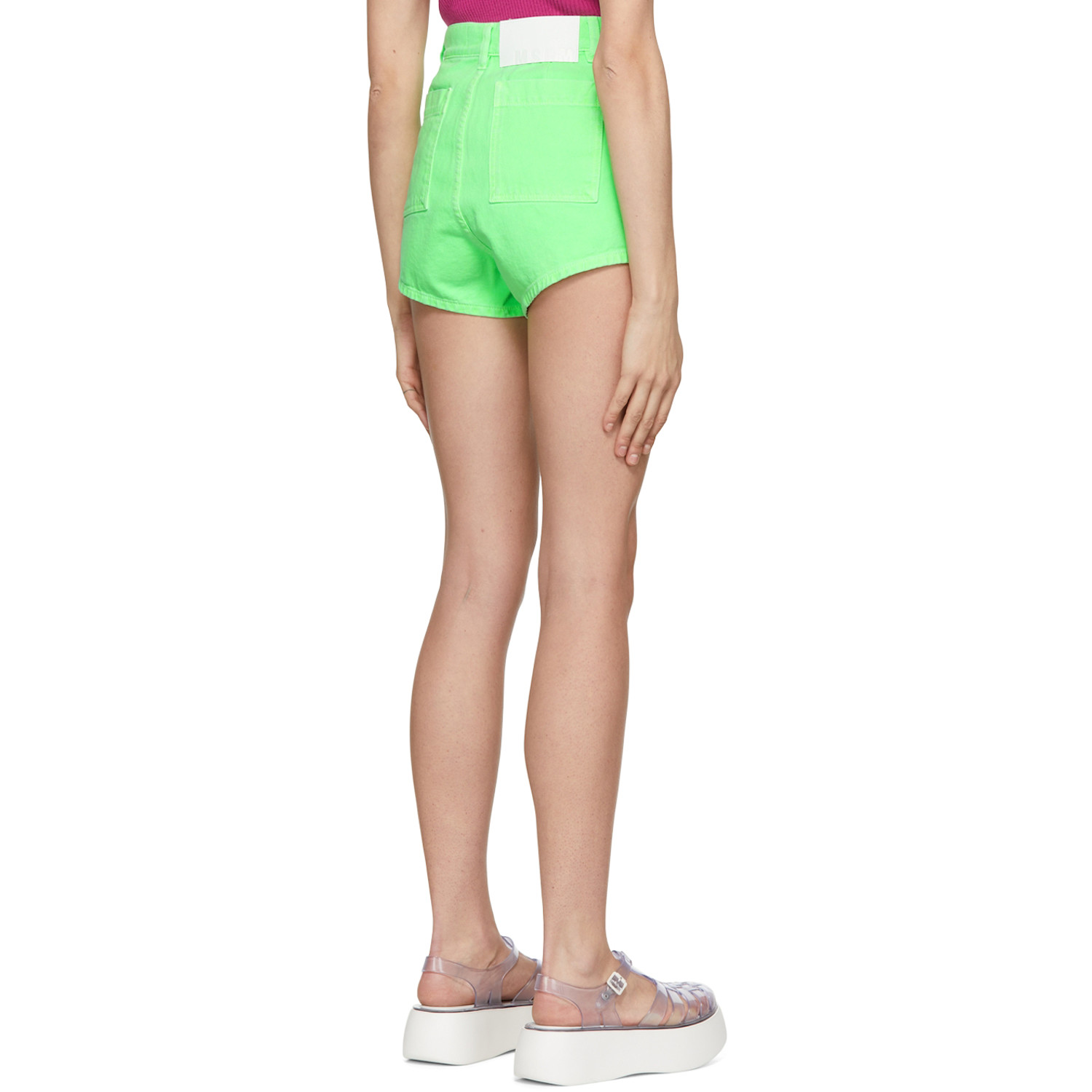  Msgm Green Denim Shorts 