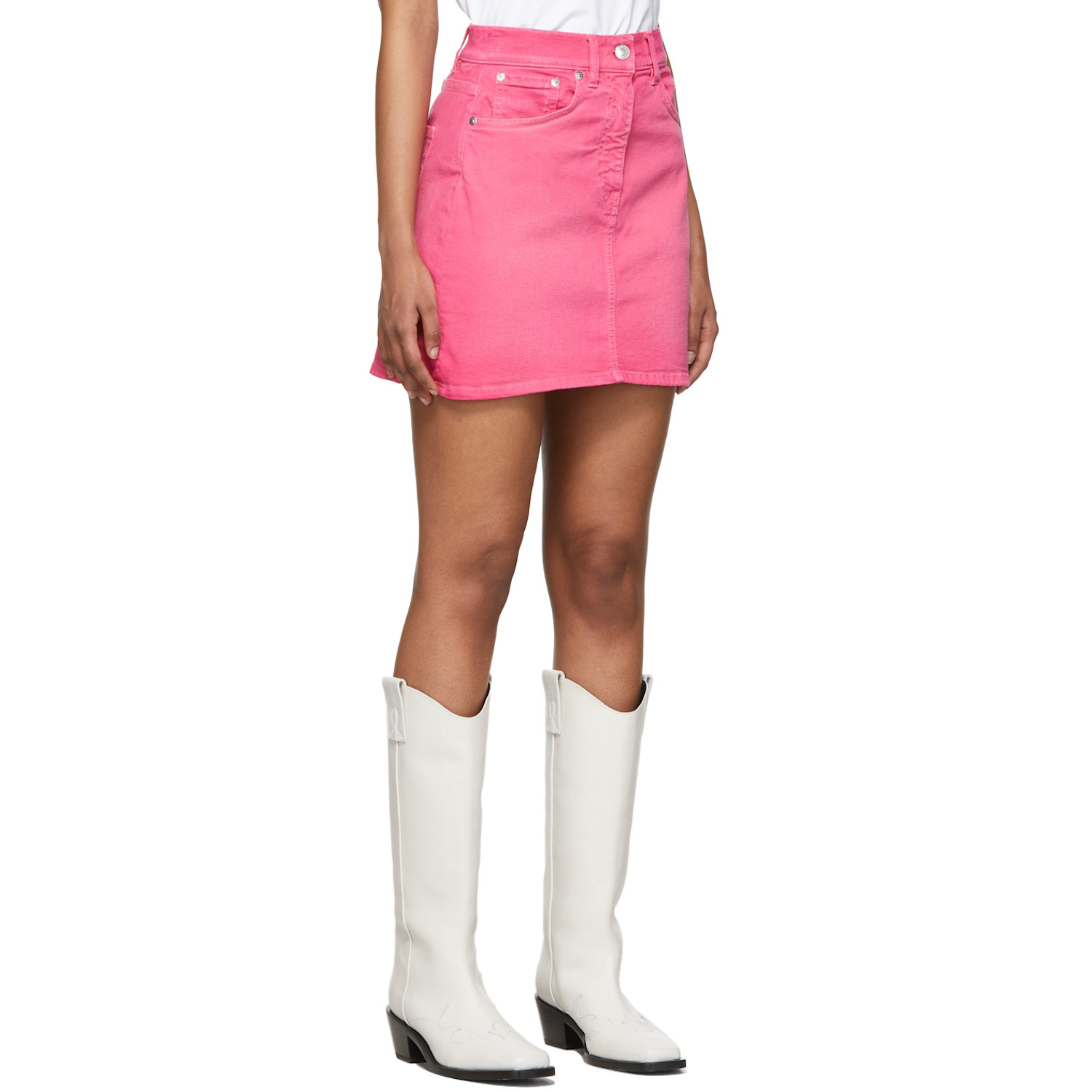  Msgm Pink Contrast Logo Miniskirt 