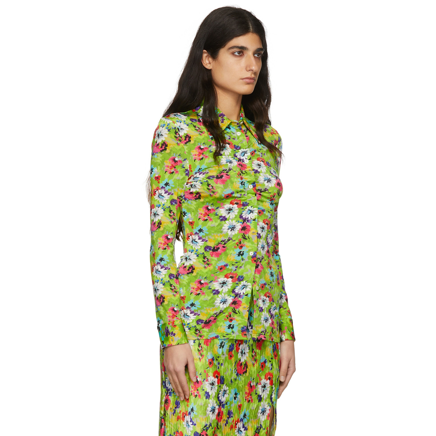  Msgm Green Viscose Shirt 