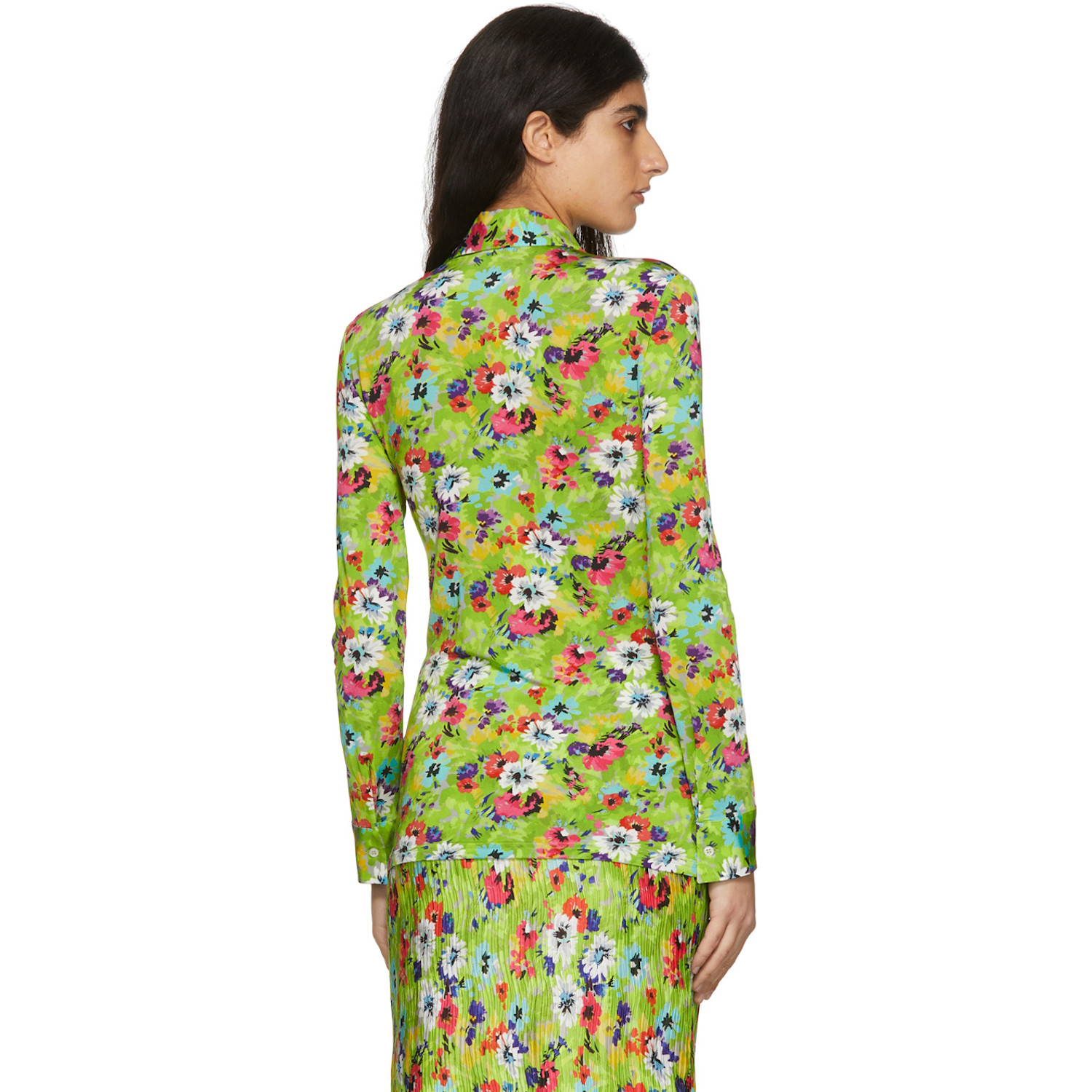  Msgm Green Viscose Shirt 