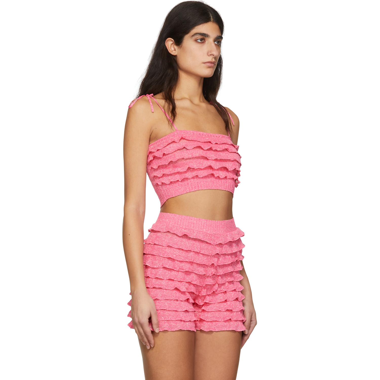  Msgm Pink Linen Camisole 