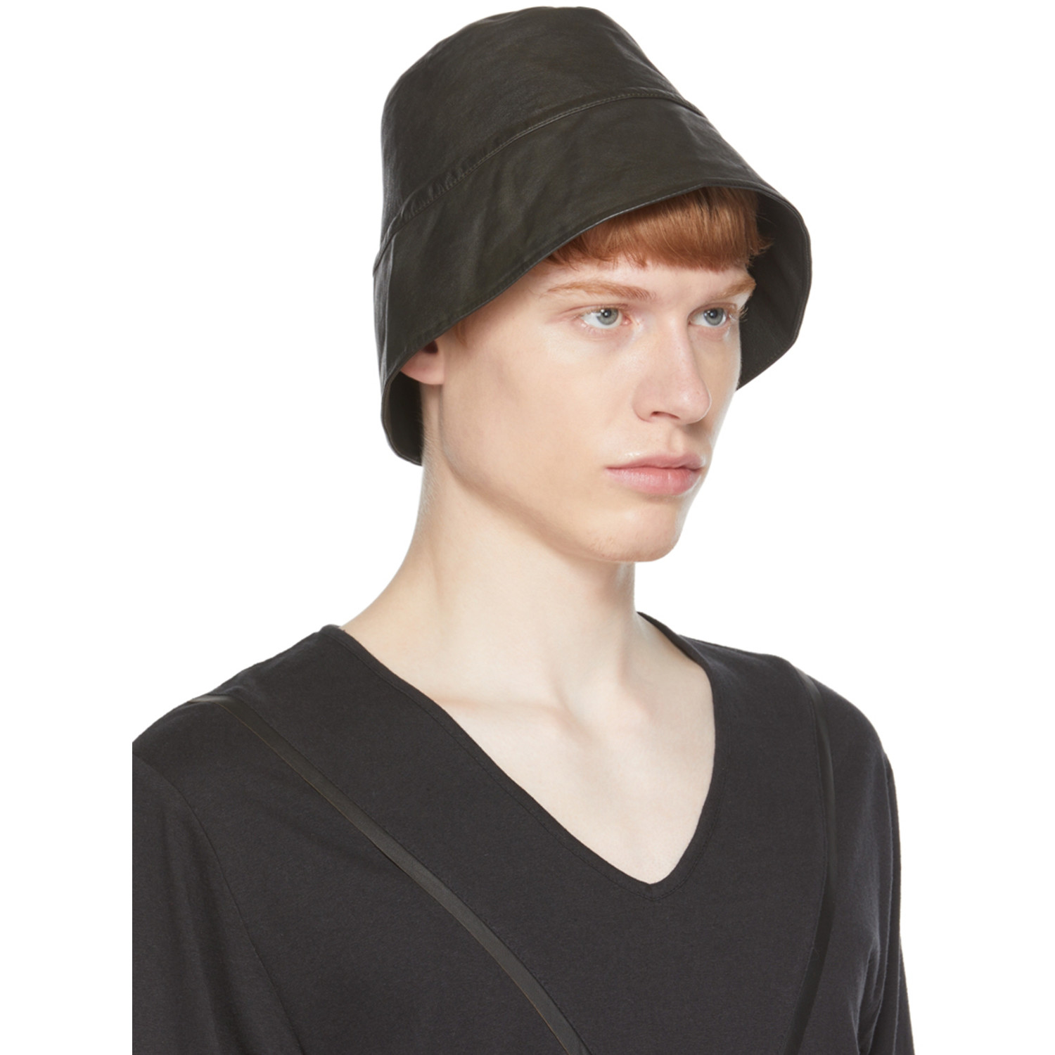  Frei-mut Green Leather Selim Bucket Hat 