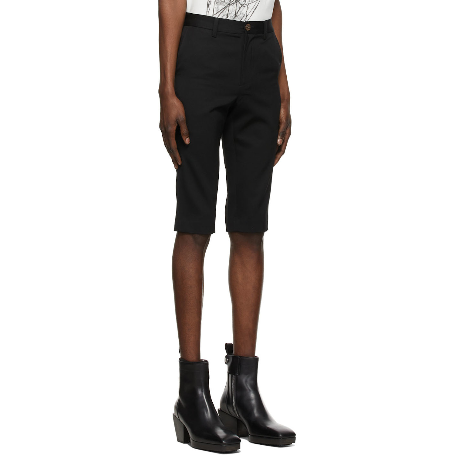  Sean Suen Black Wool Slim Shorts 