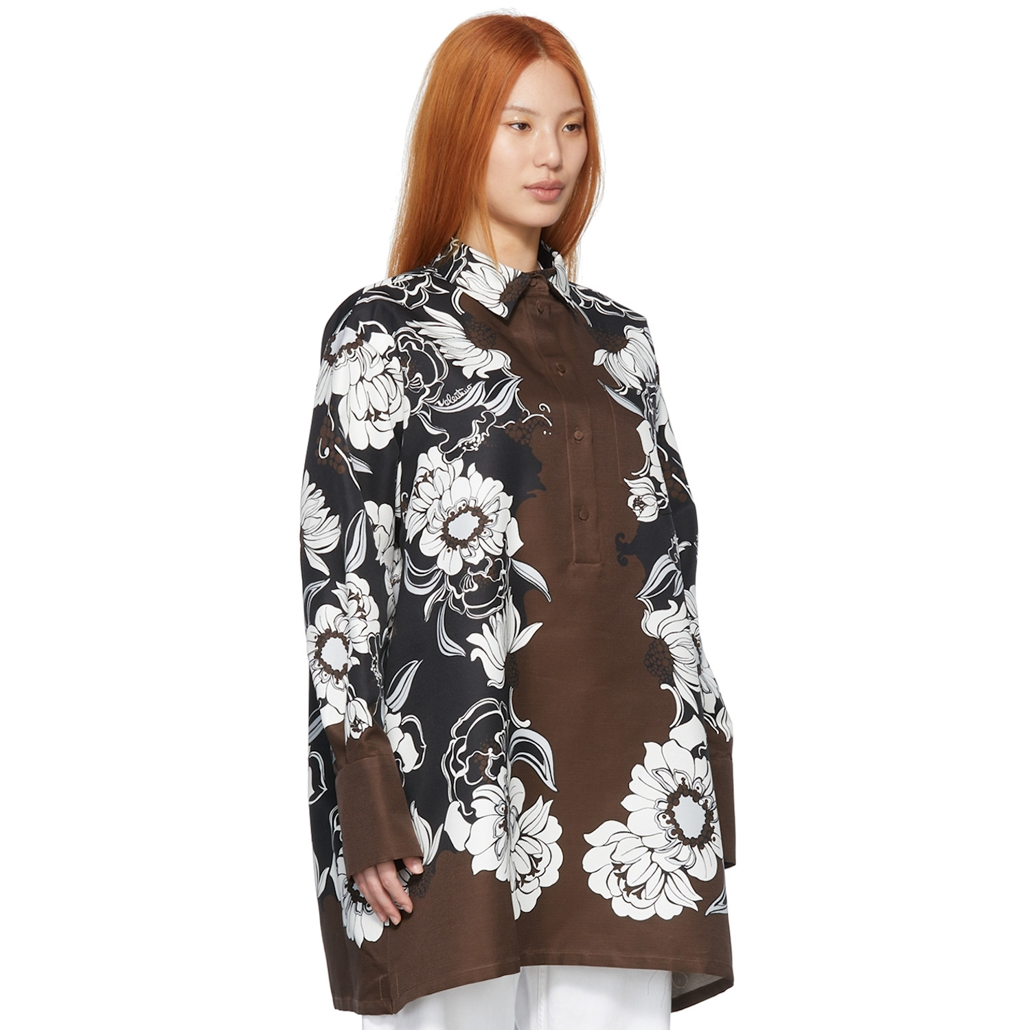  Valentino Brown Cotton Shirt 