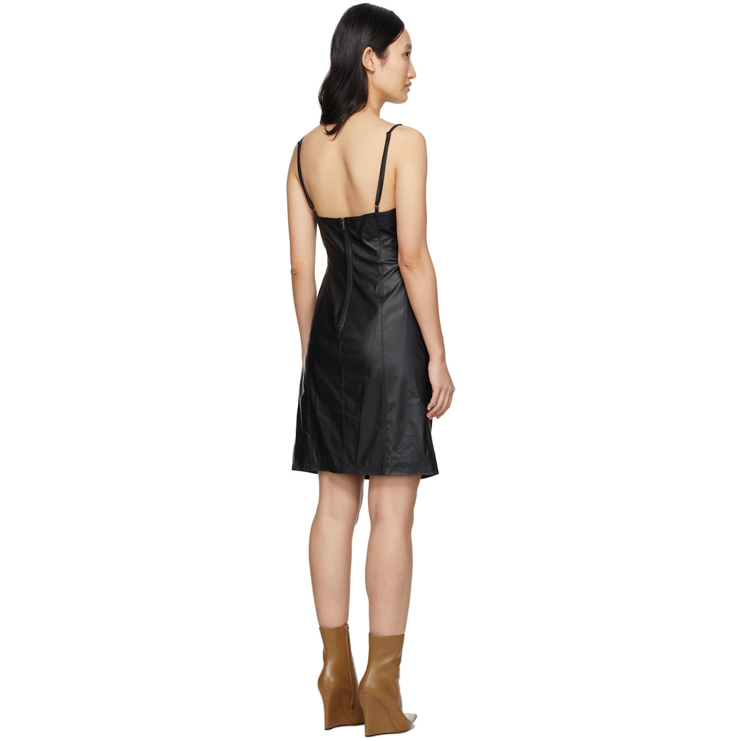  Drae Black Faux-leather Mini Dress 