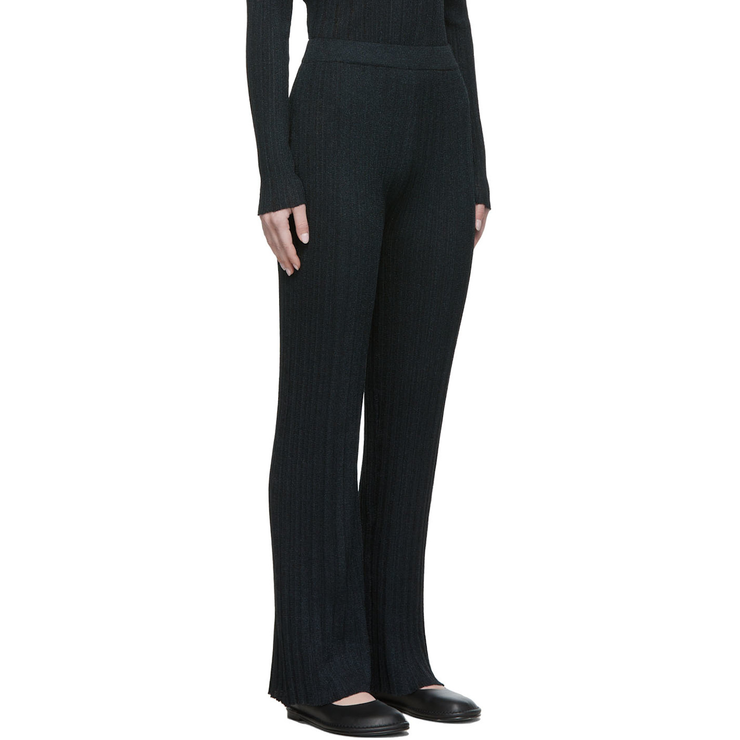  Drae Black Rib Glitter Trousers 