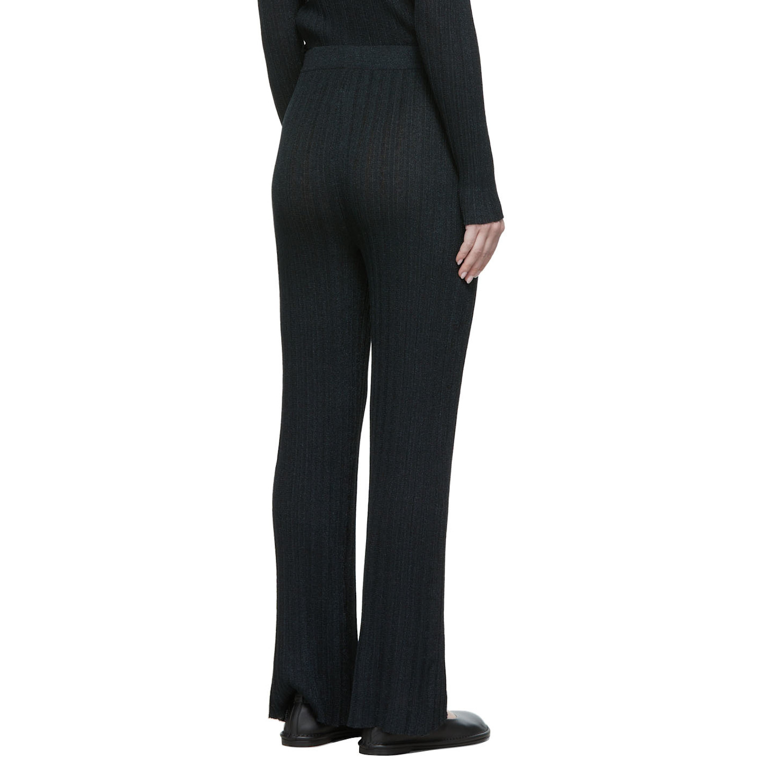  Drae Black Rib Glitter Trousers 