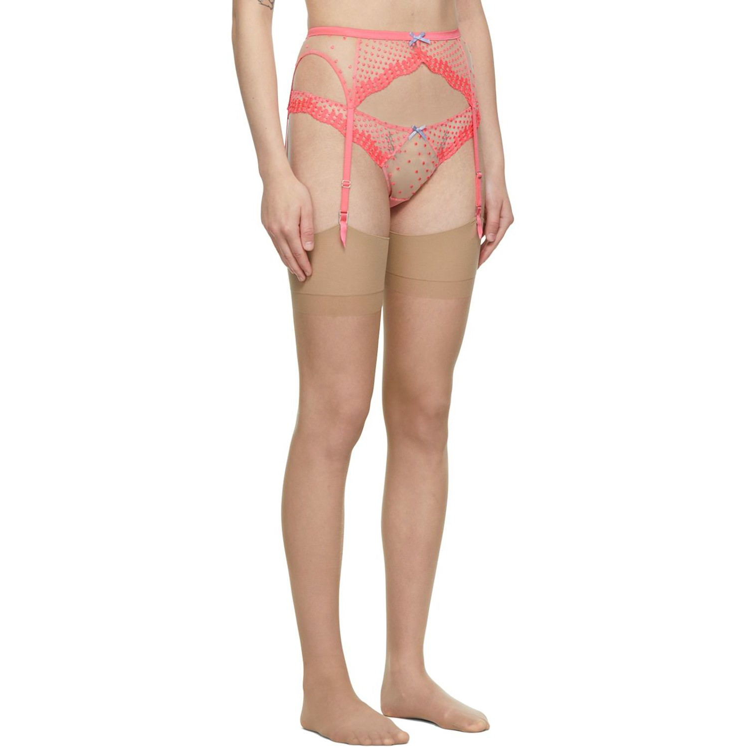  Fleur Du Mal Pink Dotty Garter Belt 