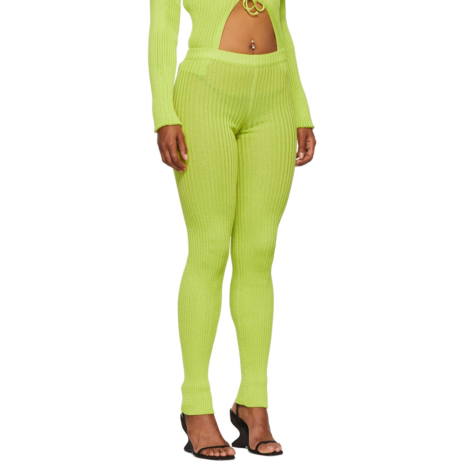  A. Roege Hove Green Nylon & Cotton Leggings 