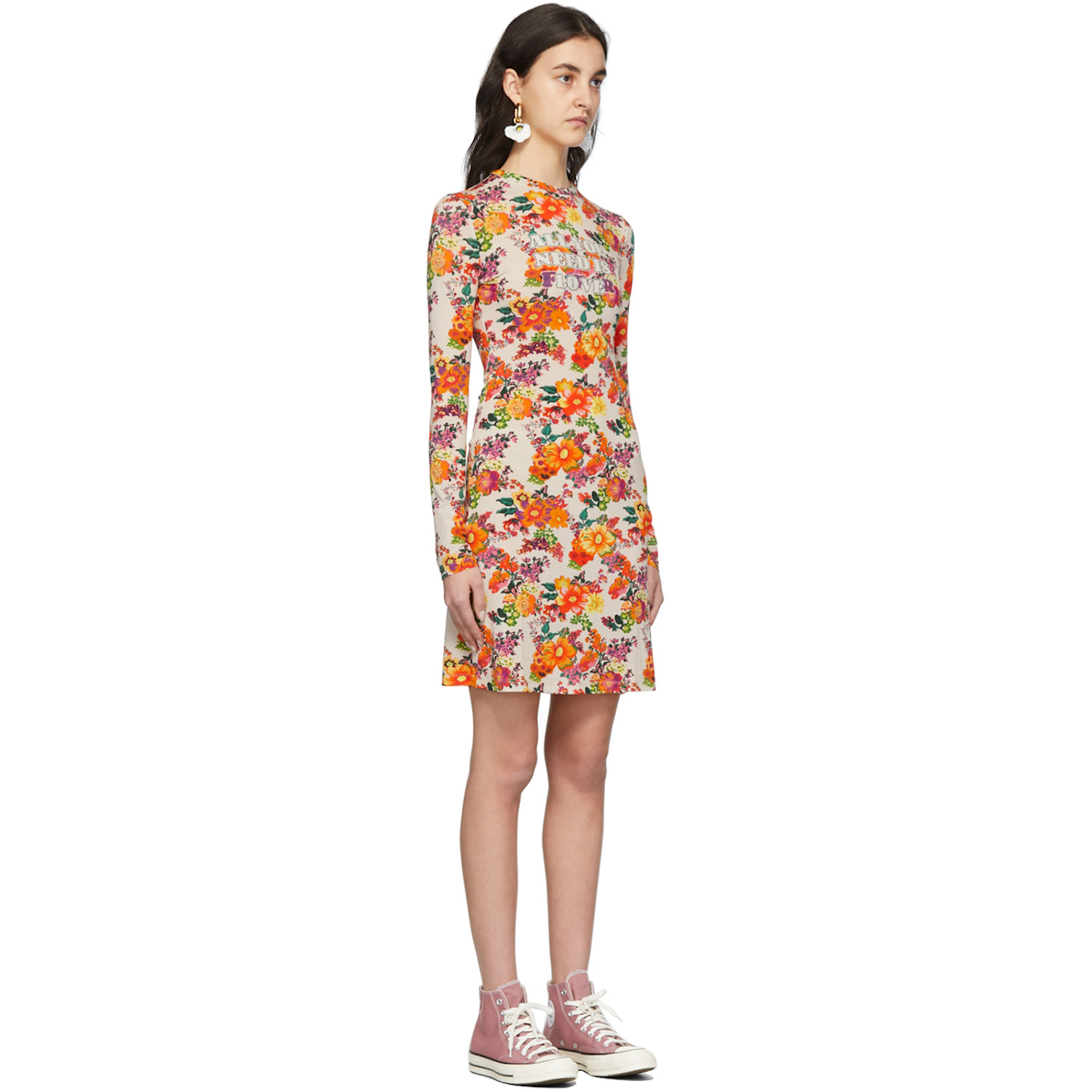  Rabanne Ssense Exclusive Beige & Multicolor Capsule Printed Nacre Dress 