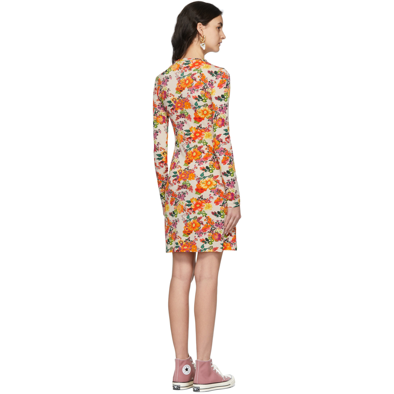  Rabanne Ssense Exclusive Beige & Multicolor Capsule Printed Nacre Dress 