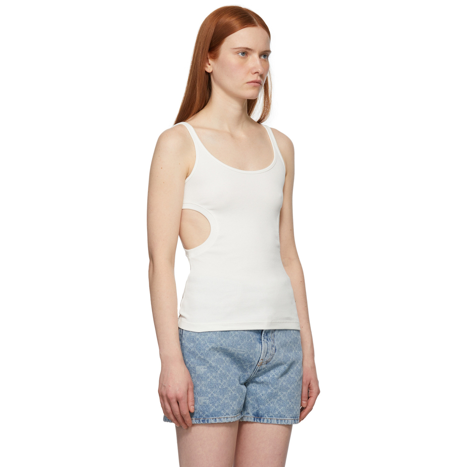  Off-white White Rib Knit Meteor Tank Top 