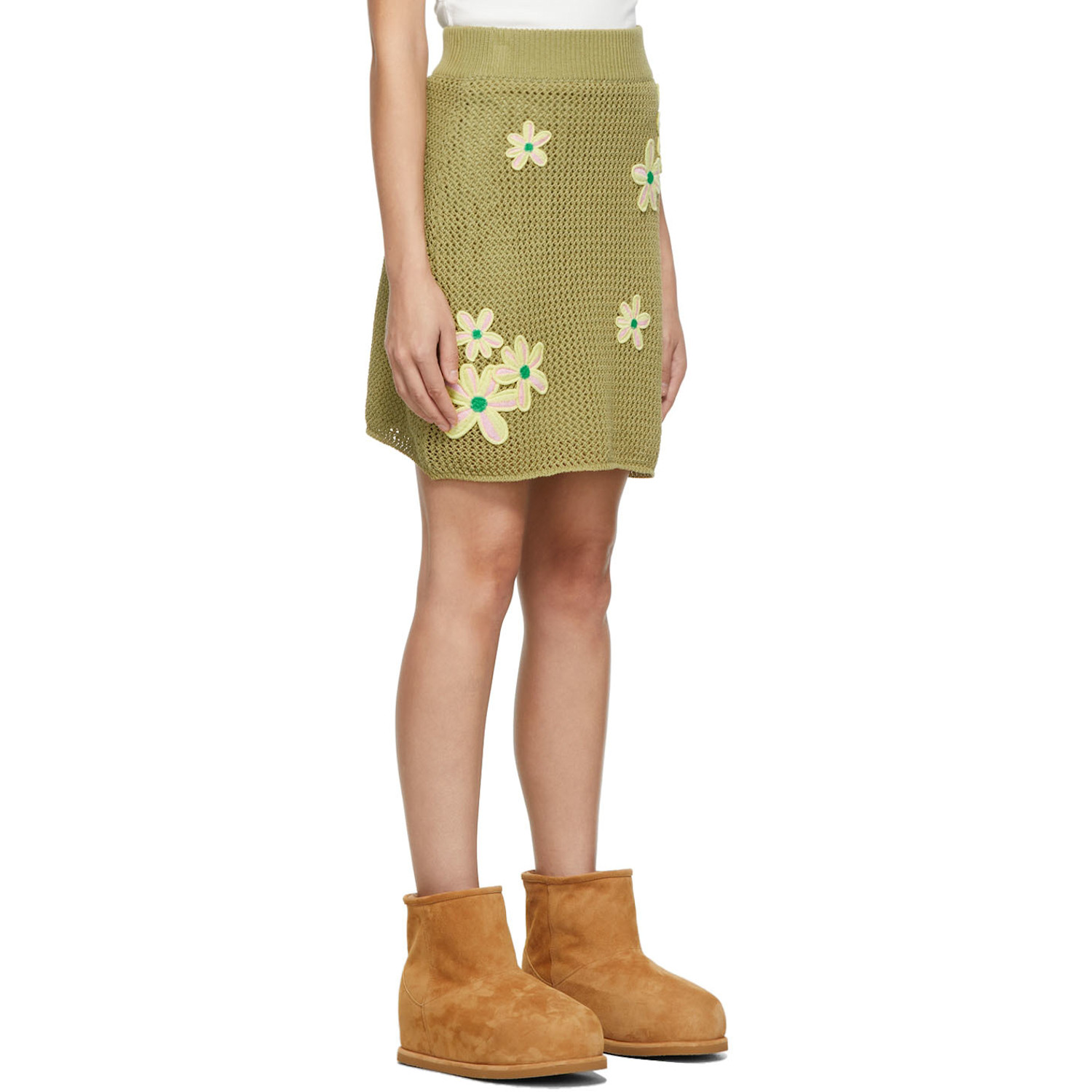  Sjyp Green Motif Embroidery Mini Skirt 