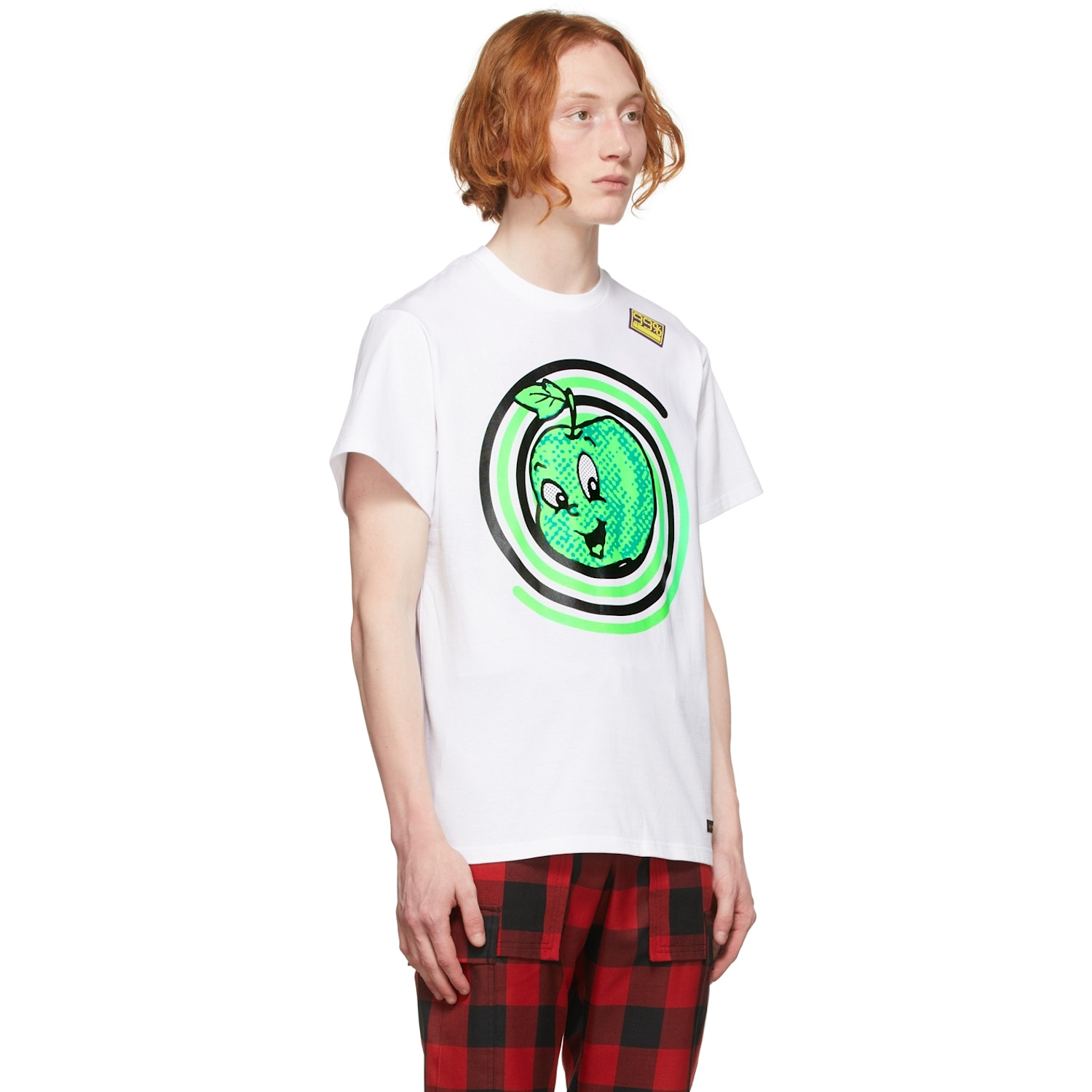  99%is- White Spiral Apple Mesh-eye T-shirt 