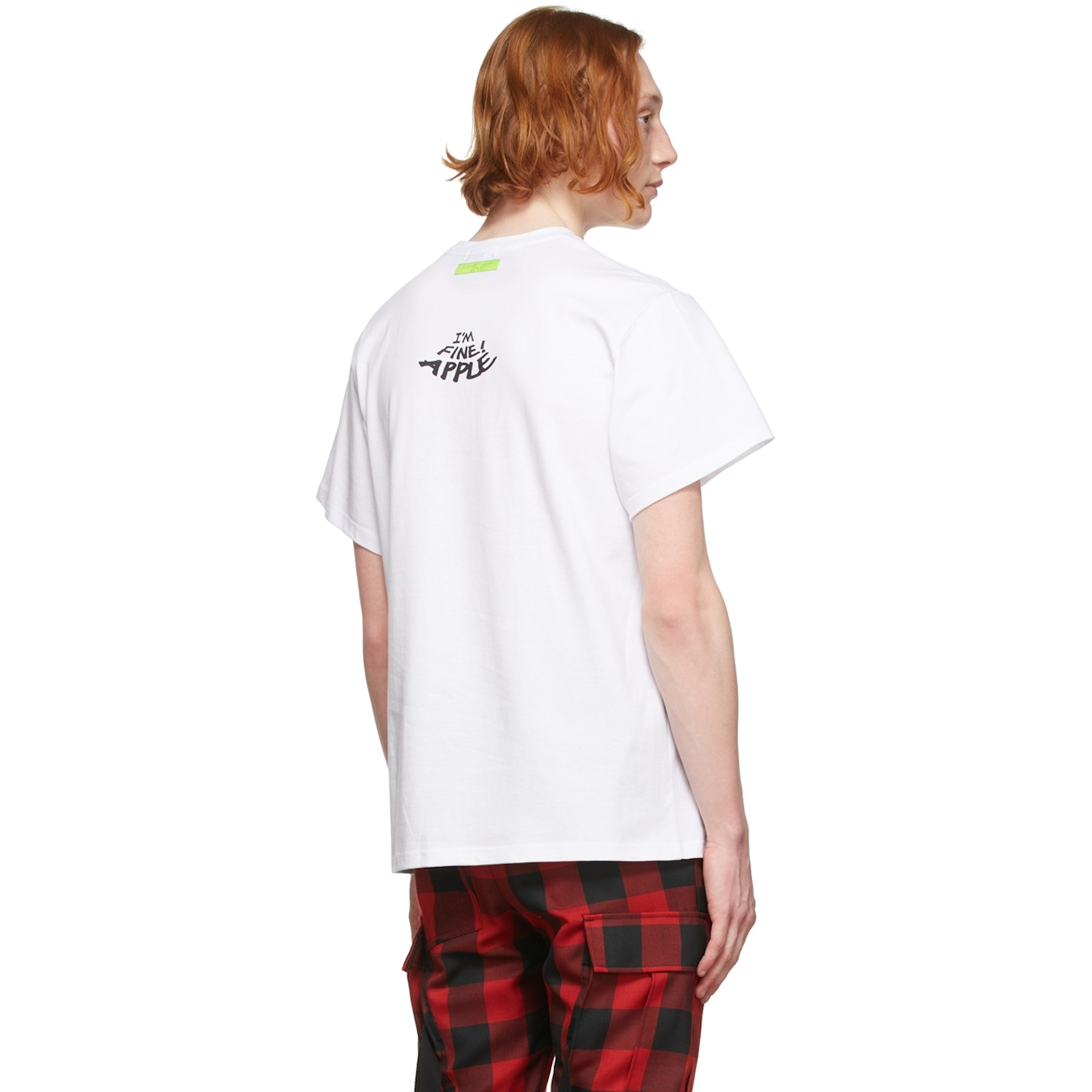  99%is- White Spiral Apple Mesh-eye T-shirt 