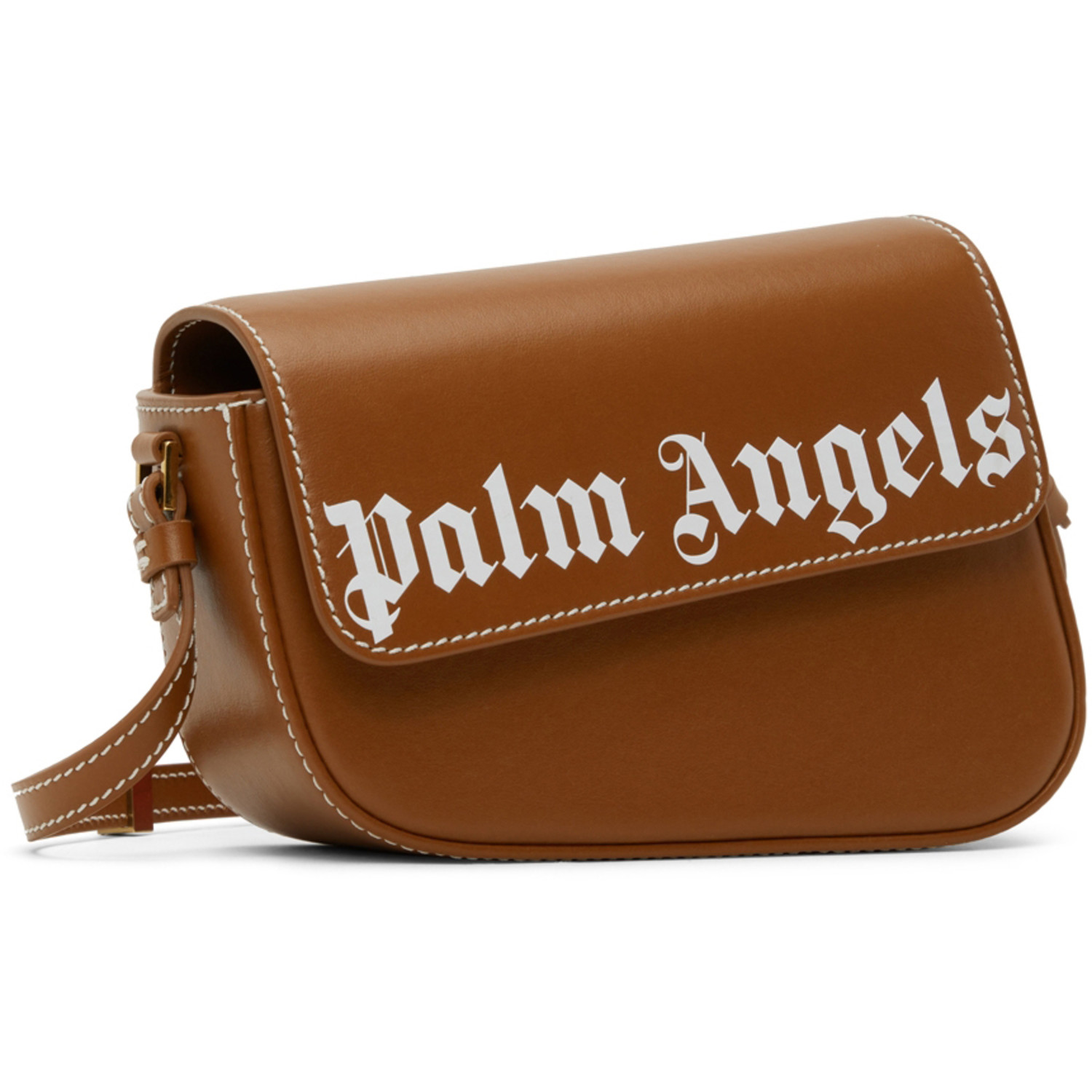  Palm Angels Brown Logo Crash Shoulder Bag 