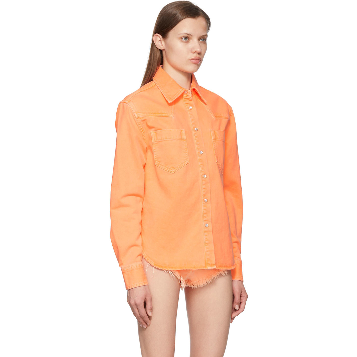  Palm Angels Orange Denim Shirts 