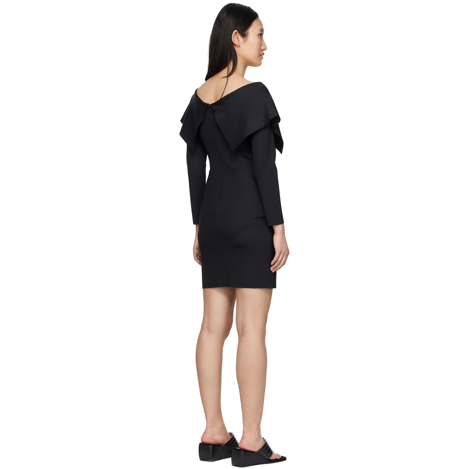  Rosetta Getty Black Fold Off-shoulder Dress 
