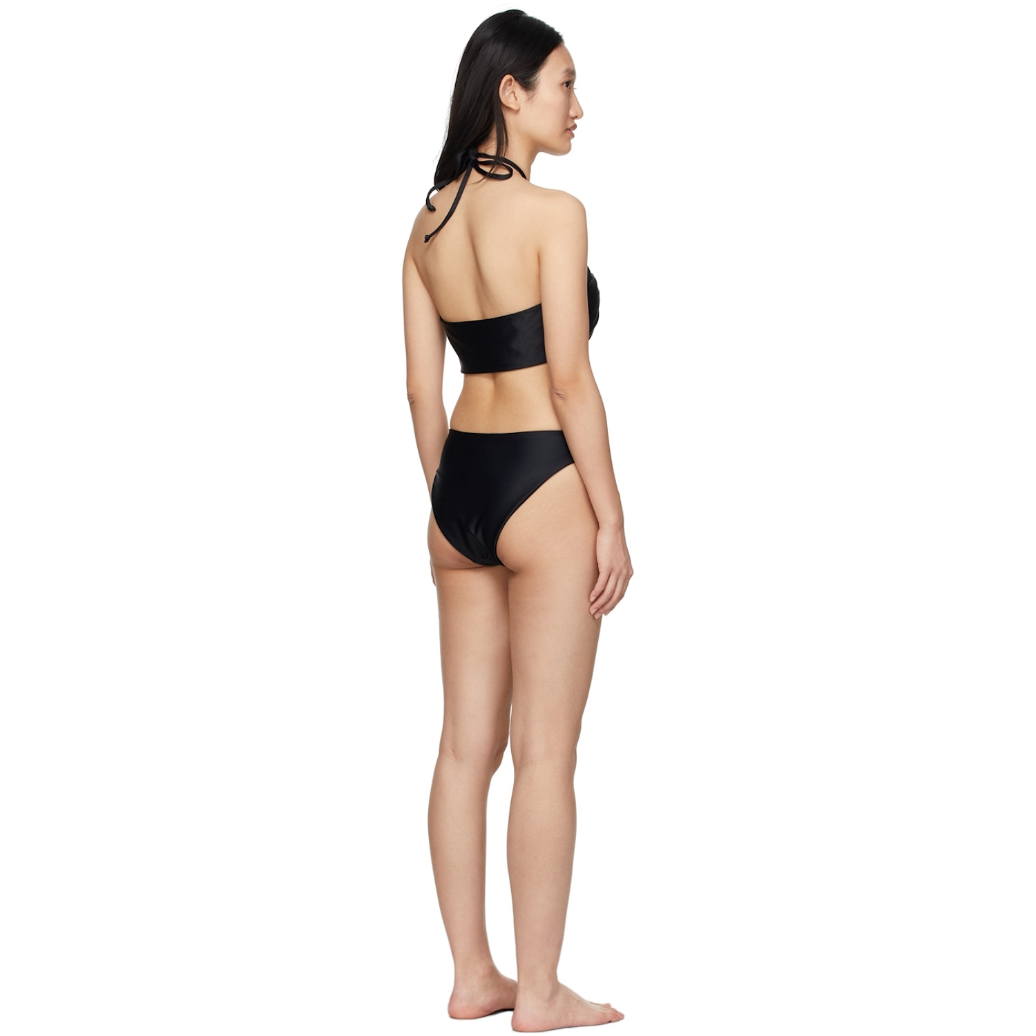  Rosetta Getty Black Drawstring Bandeau One-piece Swimsuit 