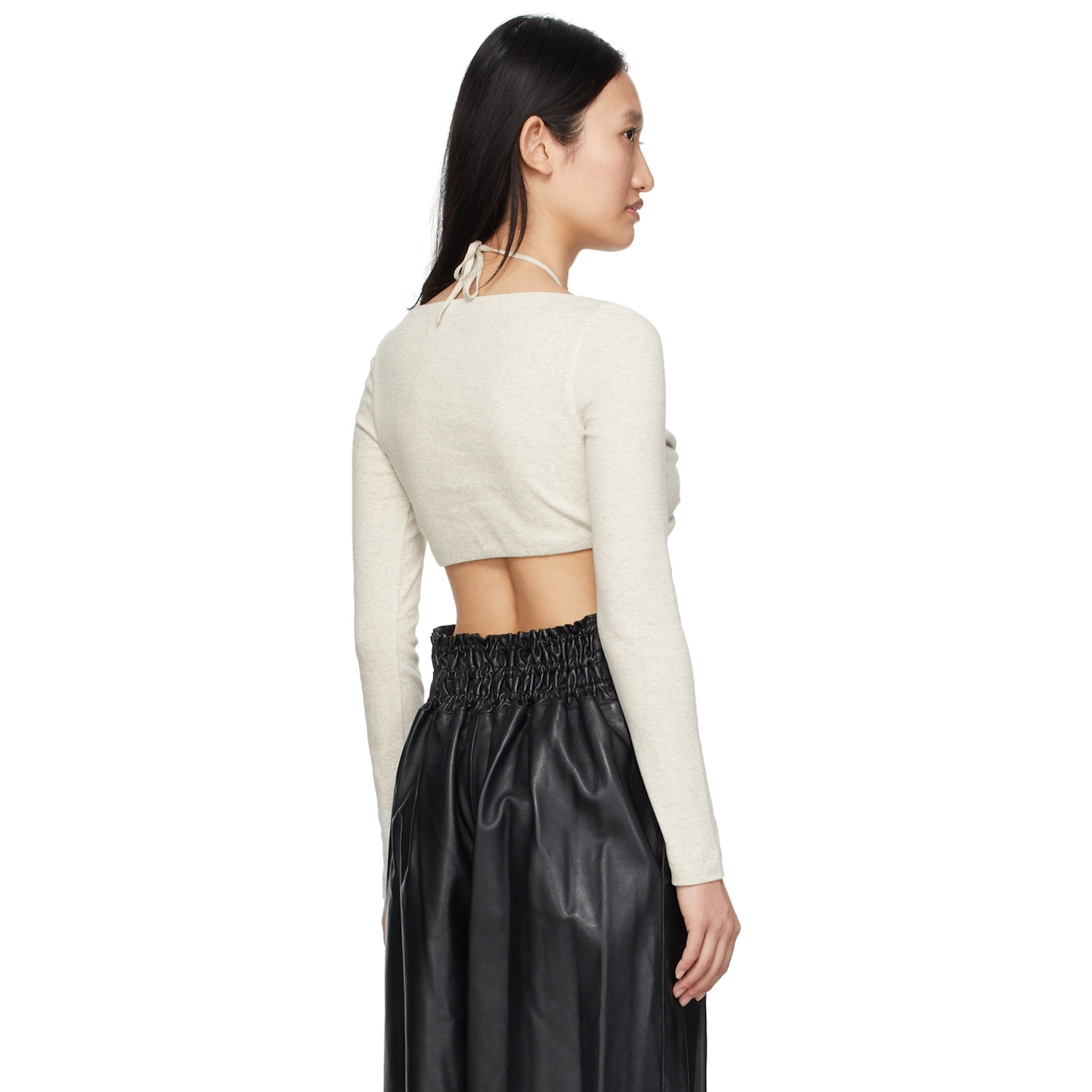  Rosetta Getty Grey Cropped Long Sleeve T-shirt 