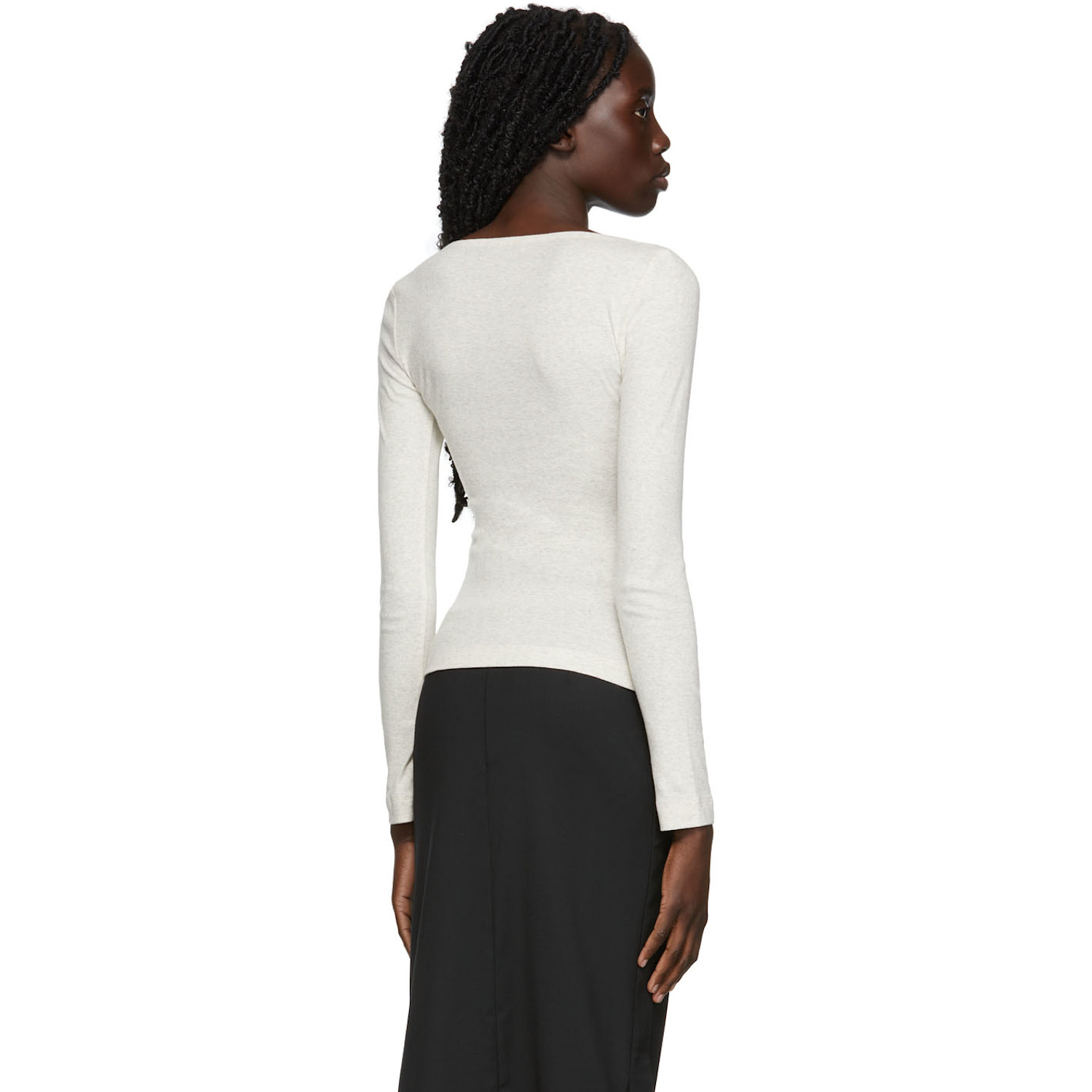  Rosetta Getty Grey Ruched Drawstring Cut-out Top 