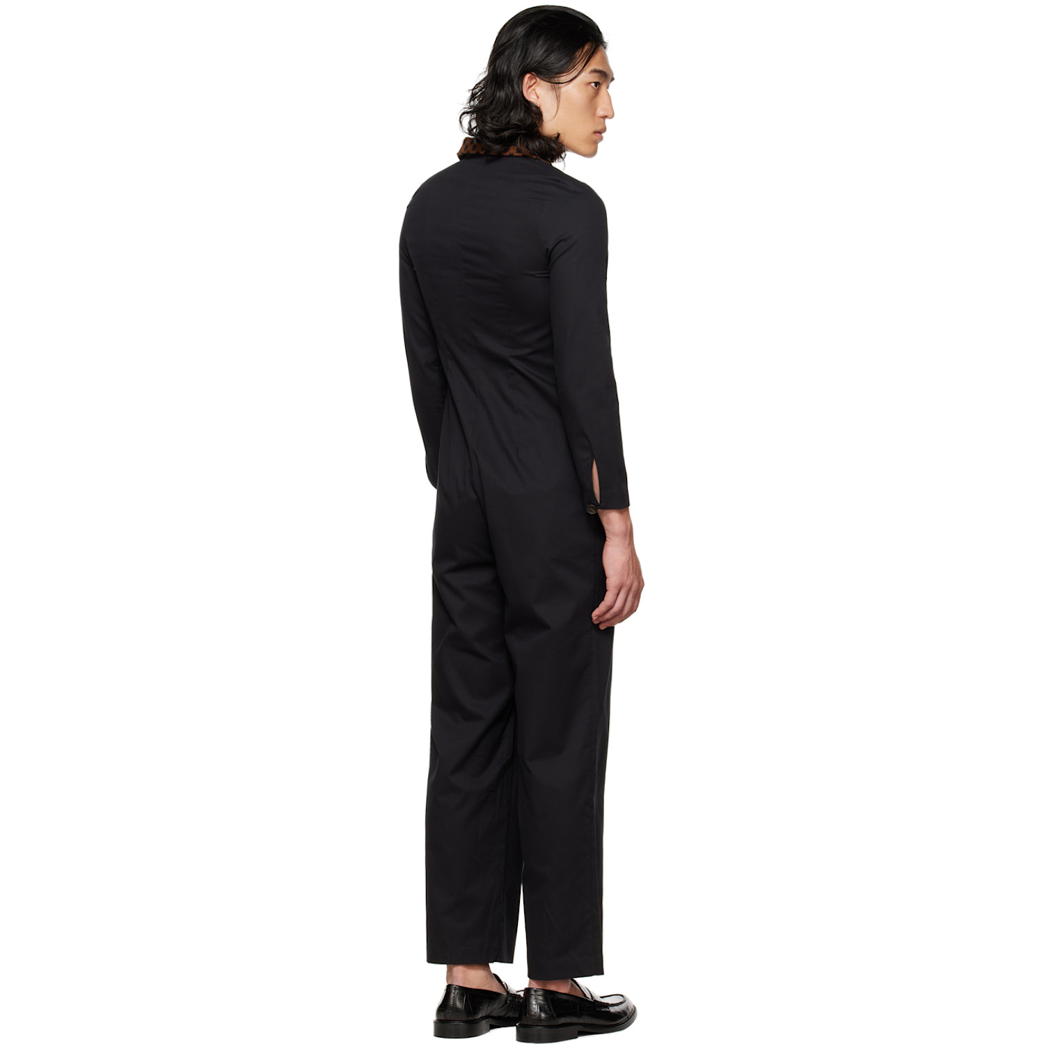  Connor Mcknight Black Chess Collar Embroidered Jumpsuit 