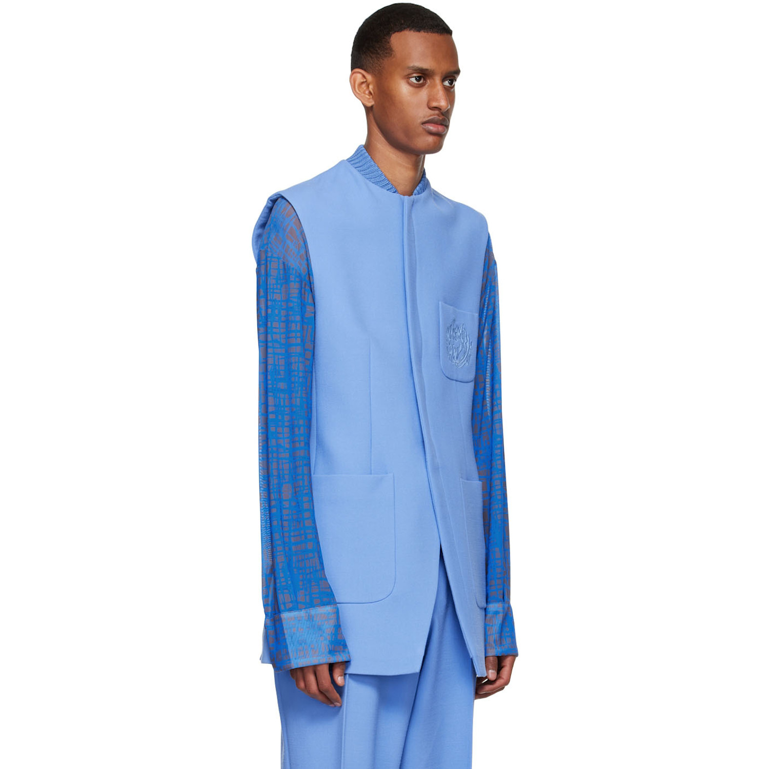  Maximilian Davis Blue Polyester Vest 