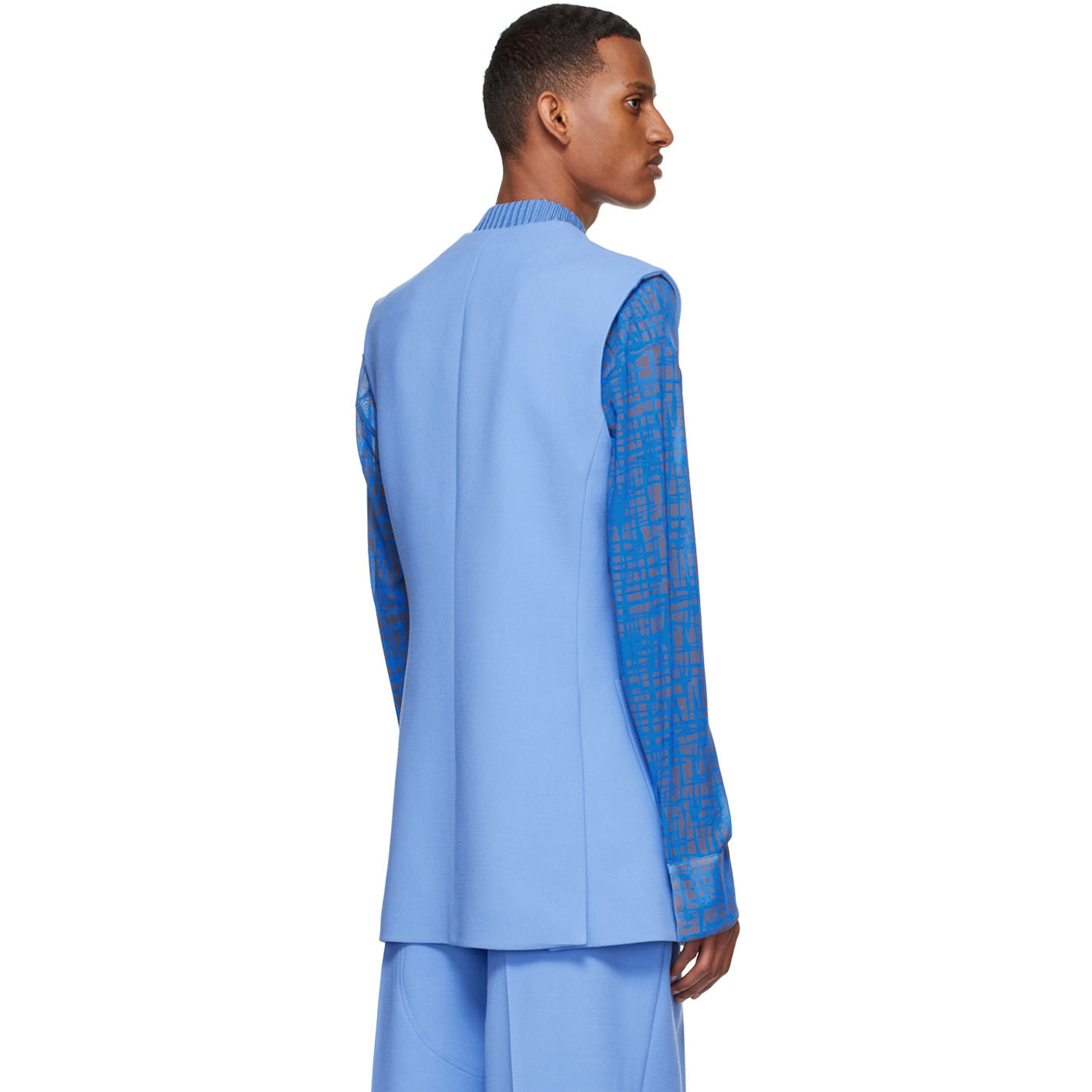  Maximilian Davis Blue Polyester Vest 