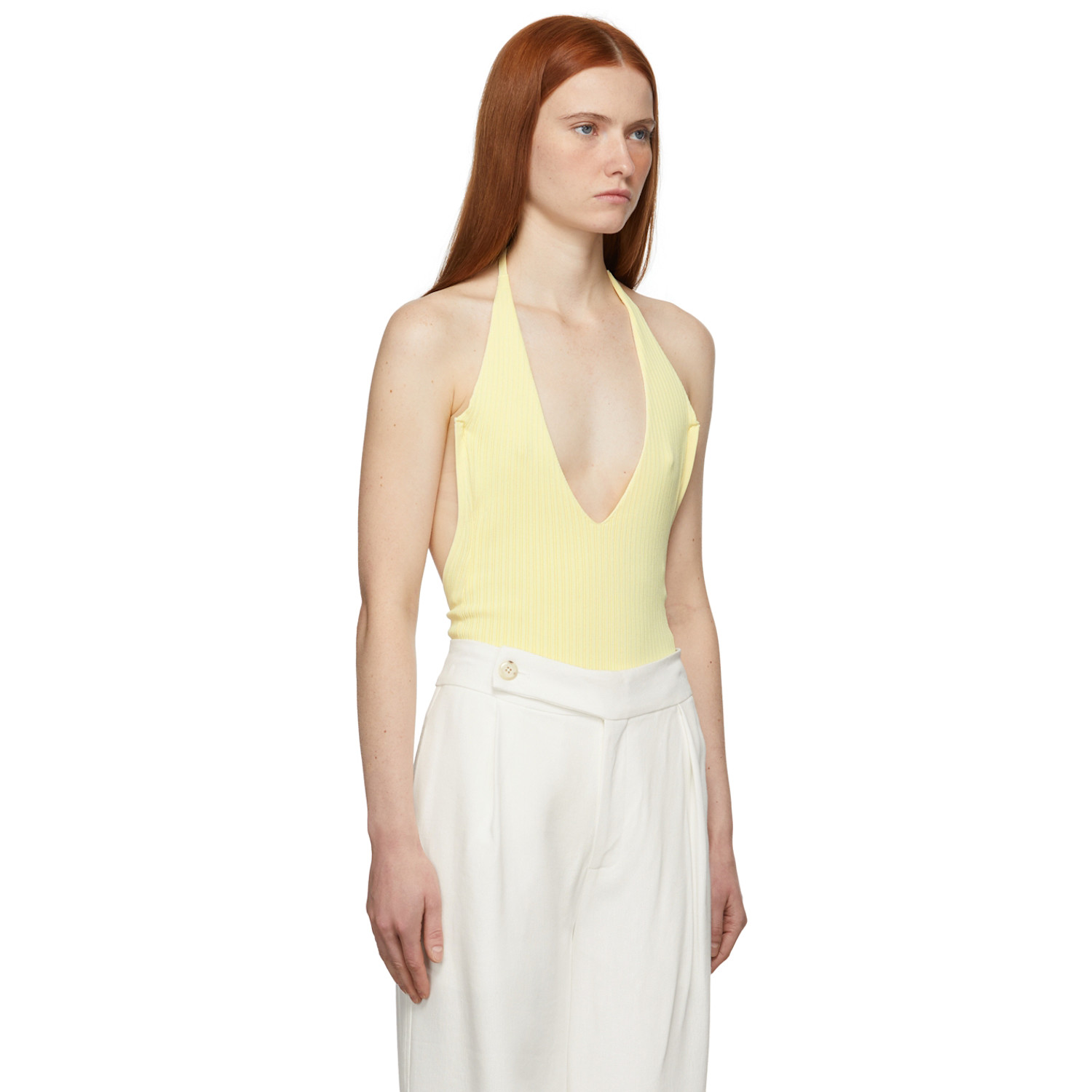  Sir. Ssense Exclusive Yellow Halter Kelvin Bodysuit 
