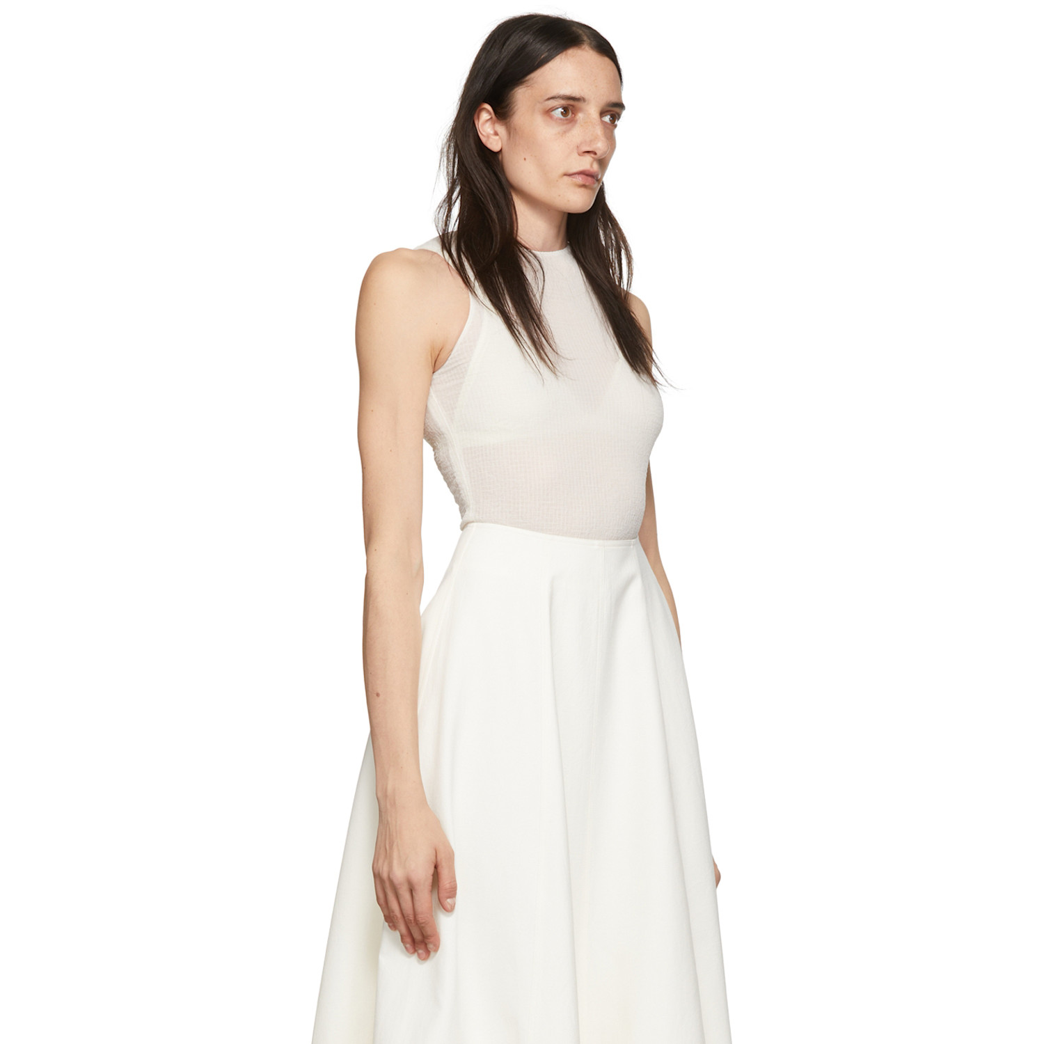  Gia Studios White Polyester Bodysuit 