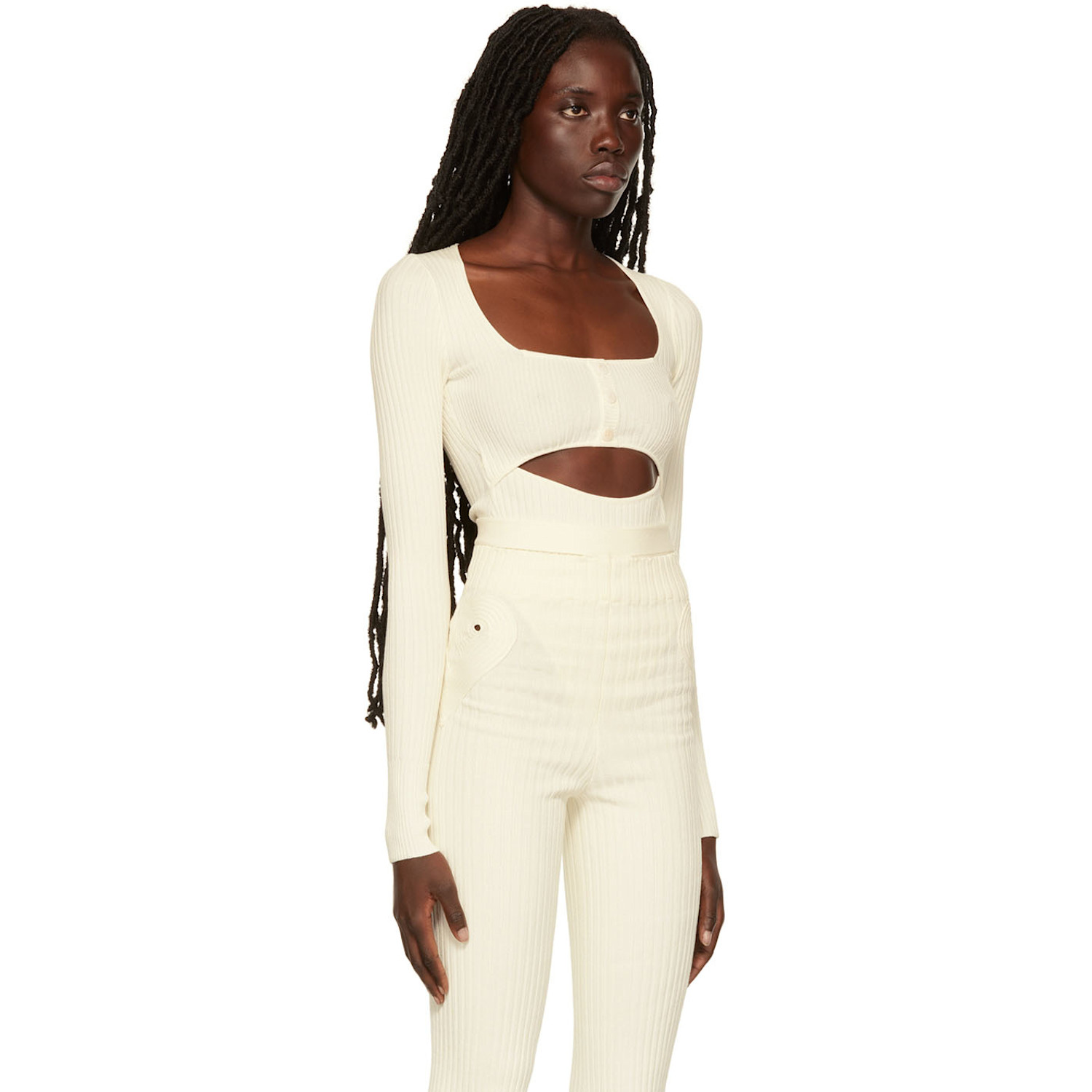  AndreĀdamo Off-white Rib Bodysuit 
