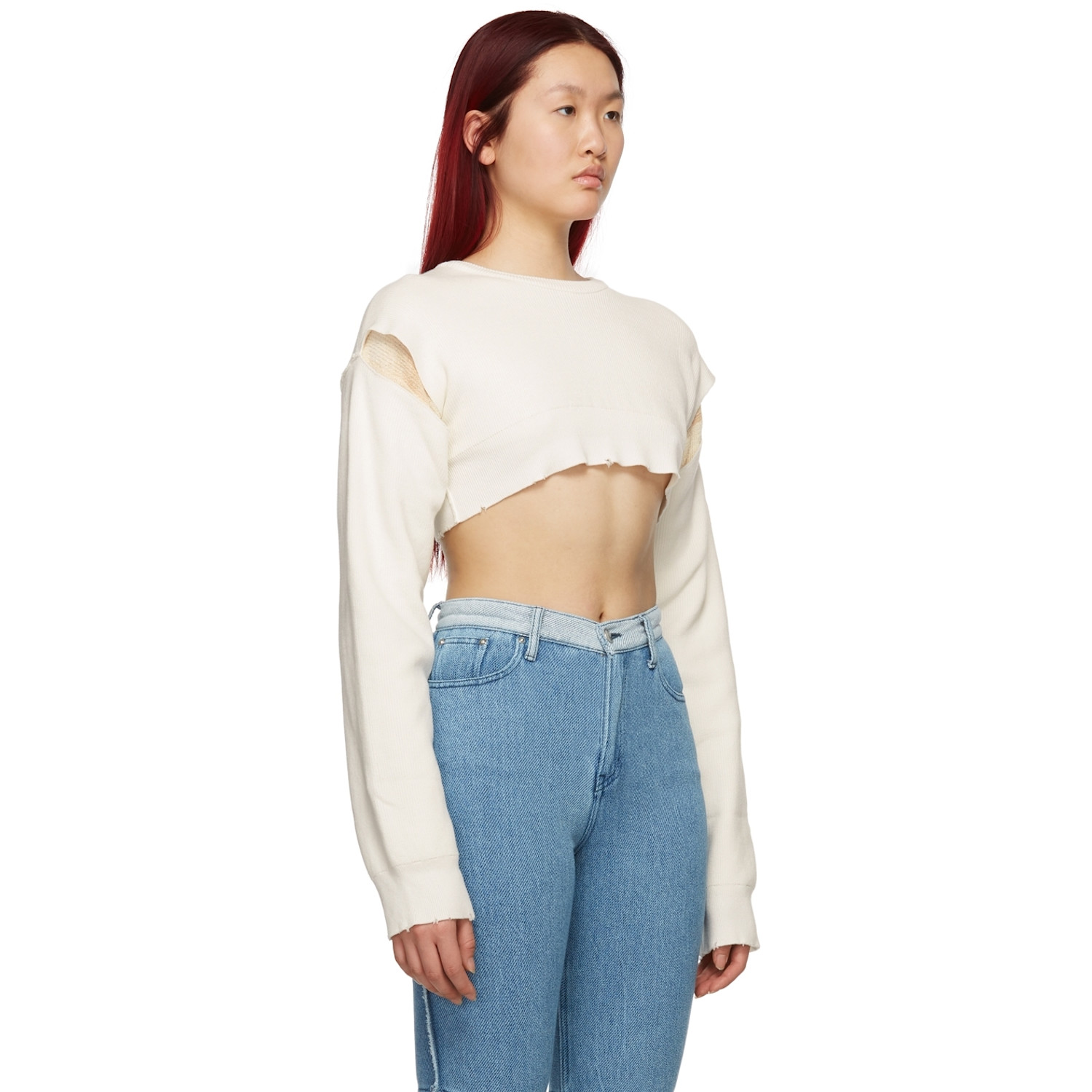  Perverze Reversible White Loose Short Sweater 
