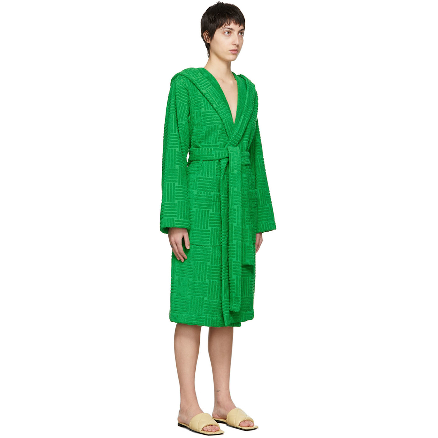  Bottega Veneta Green Intreccio Bath Robe 