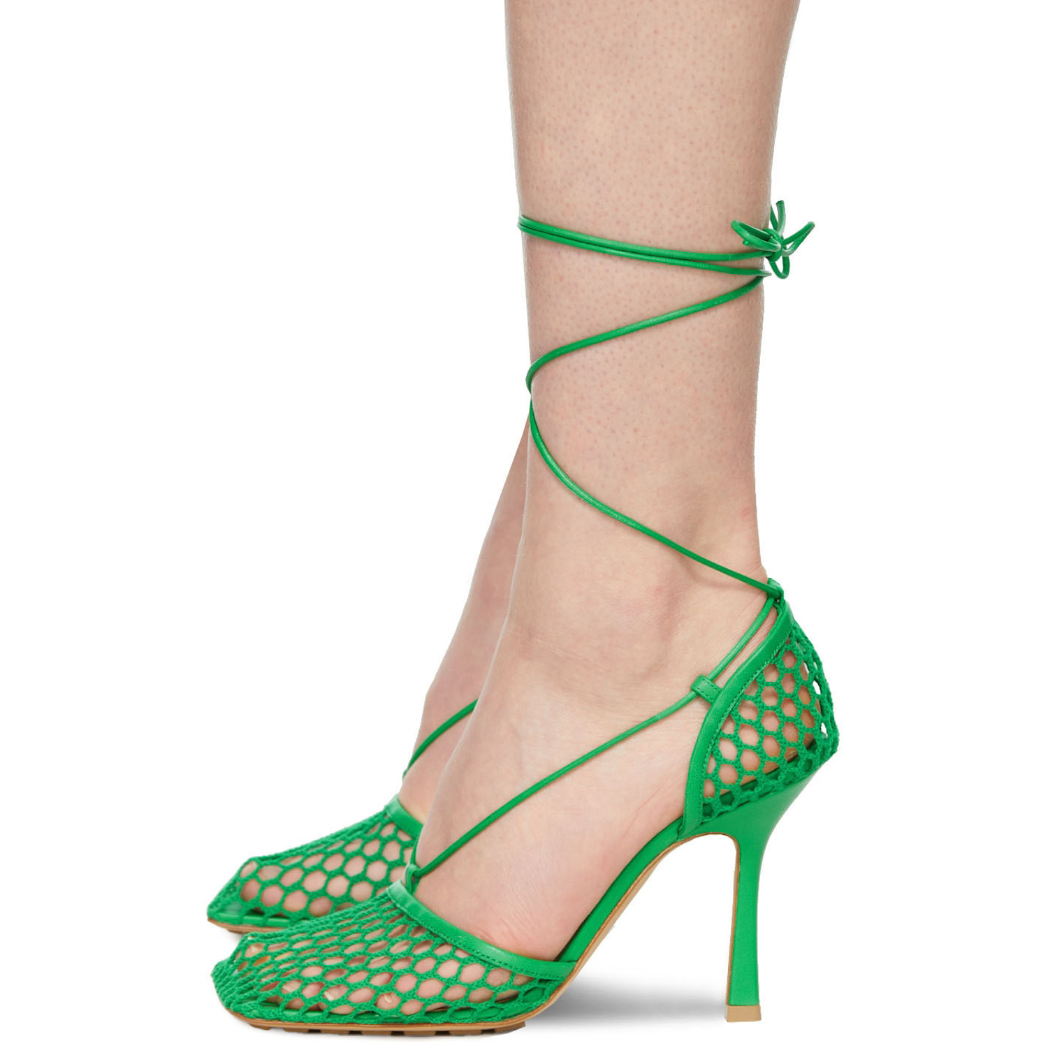  Bottega Veneta Green Stretch Heels 