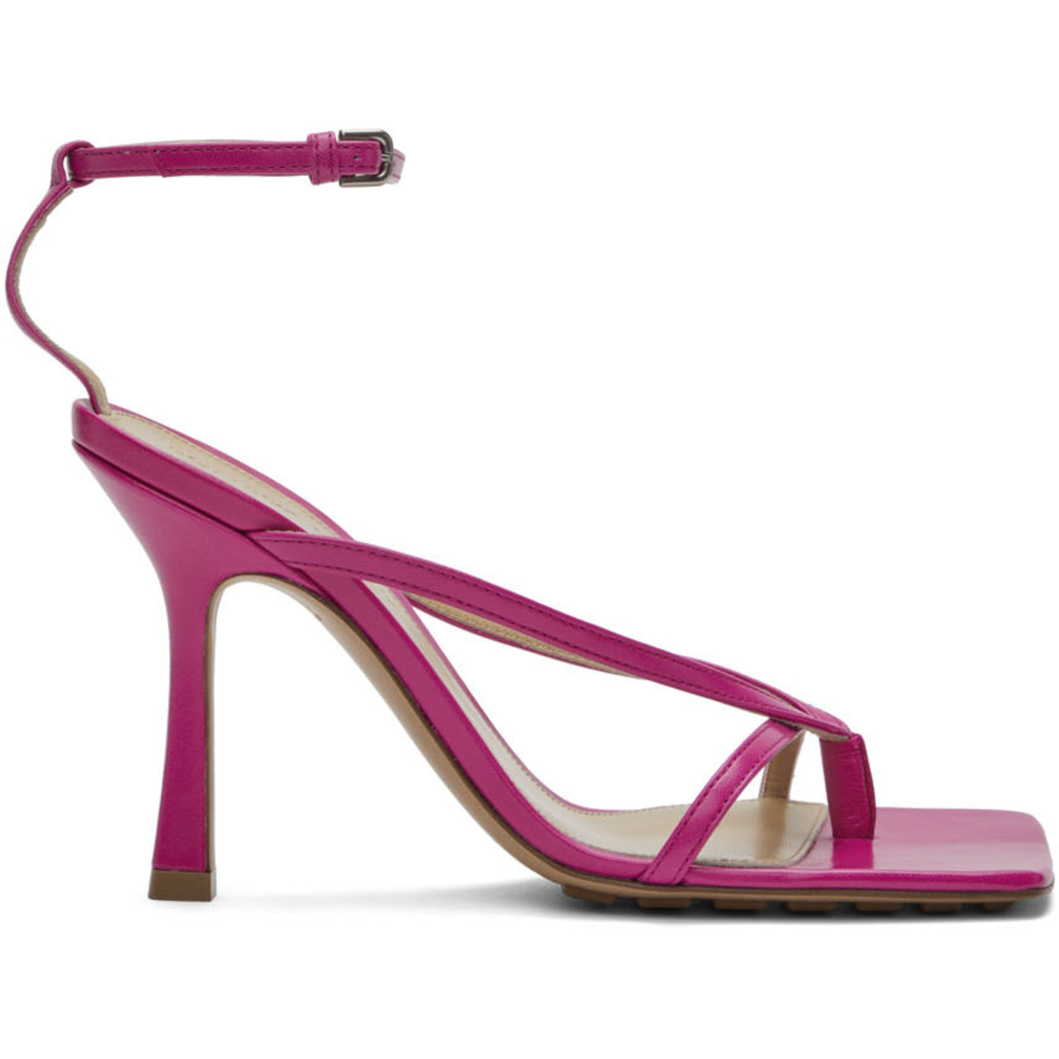 Bottega Veneta Pink Stretch Heeled Sandals
