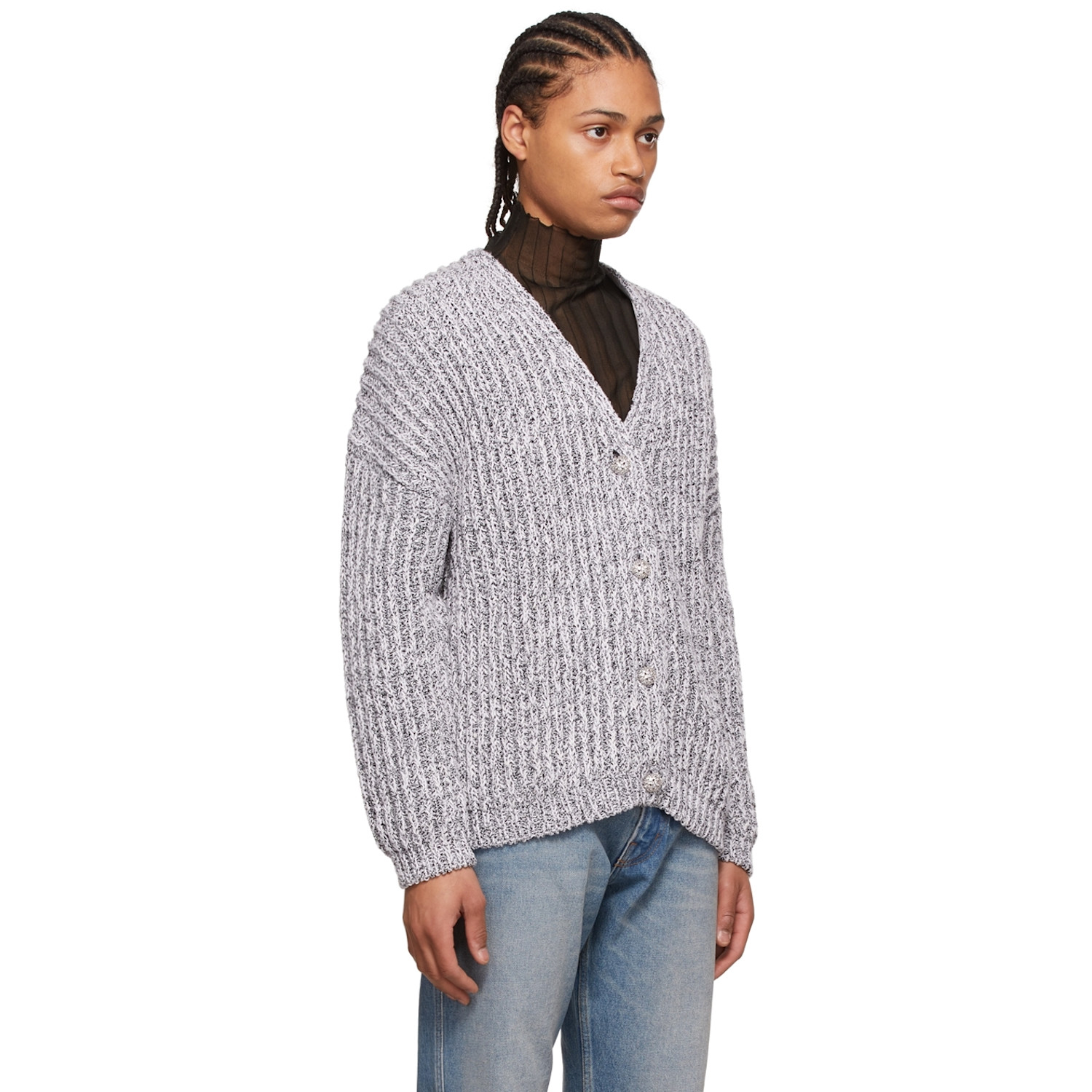  Gauchere Black & White Cotton Cardigan 