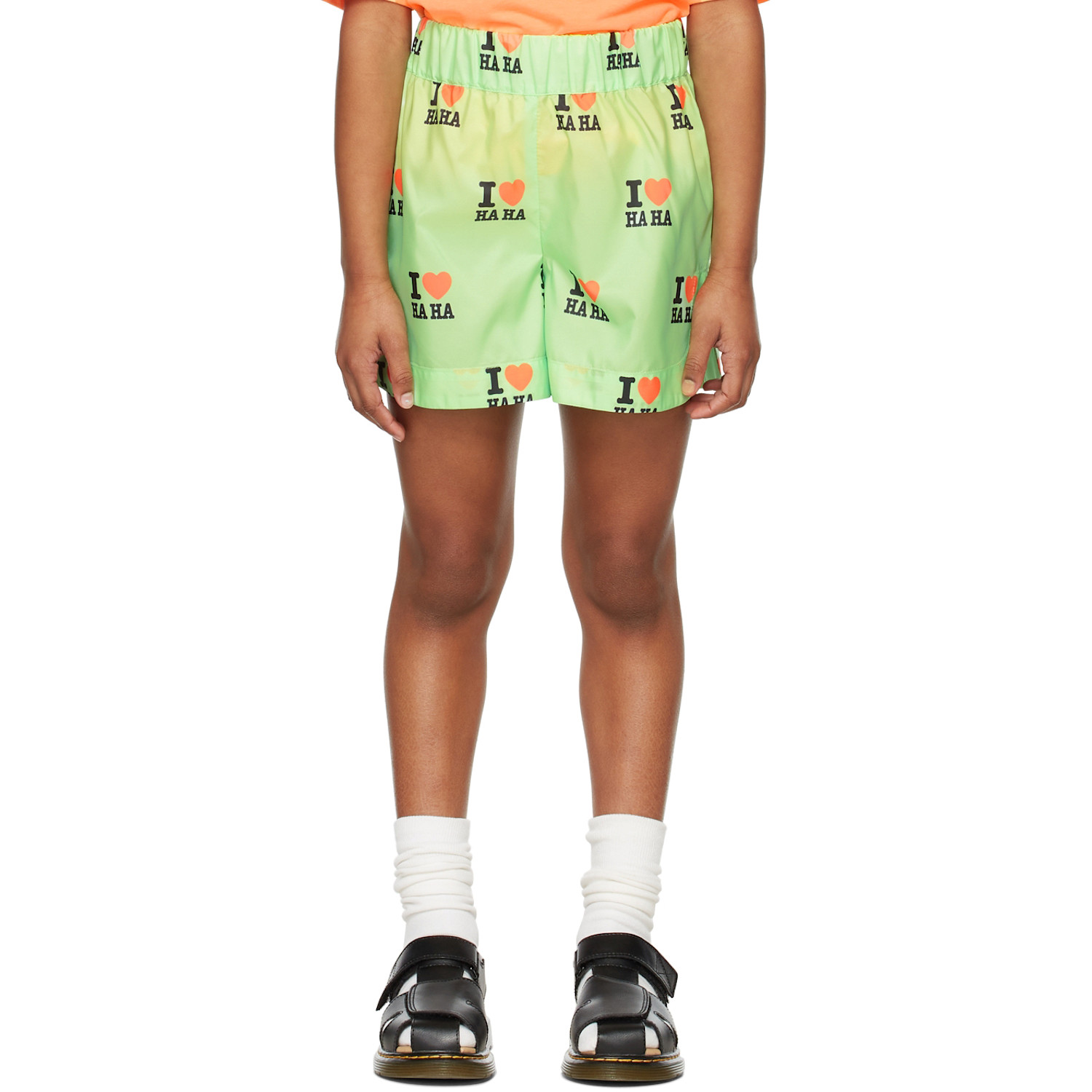  Crlnbsmns Kids Green 'i Love Haha' Shorts 