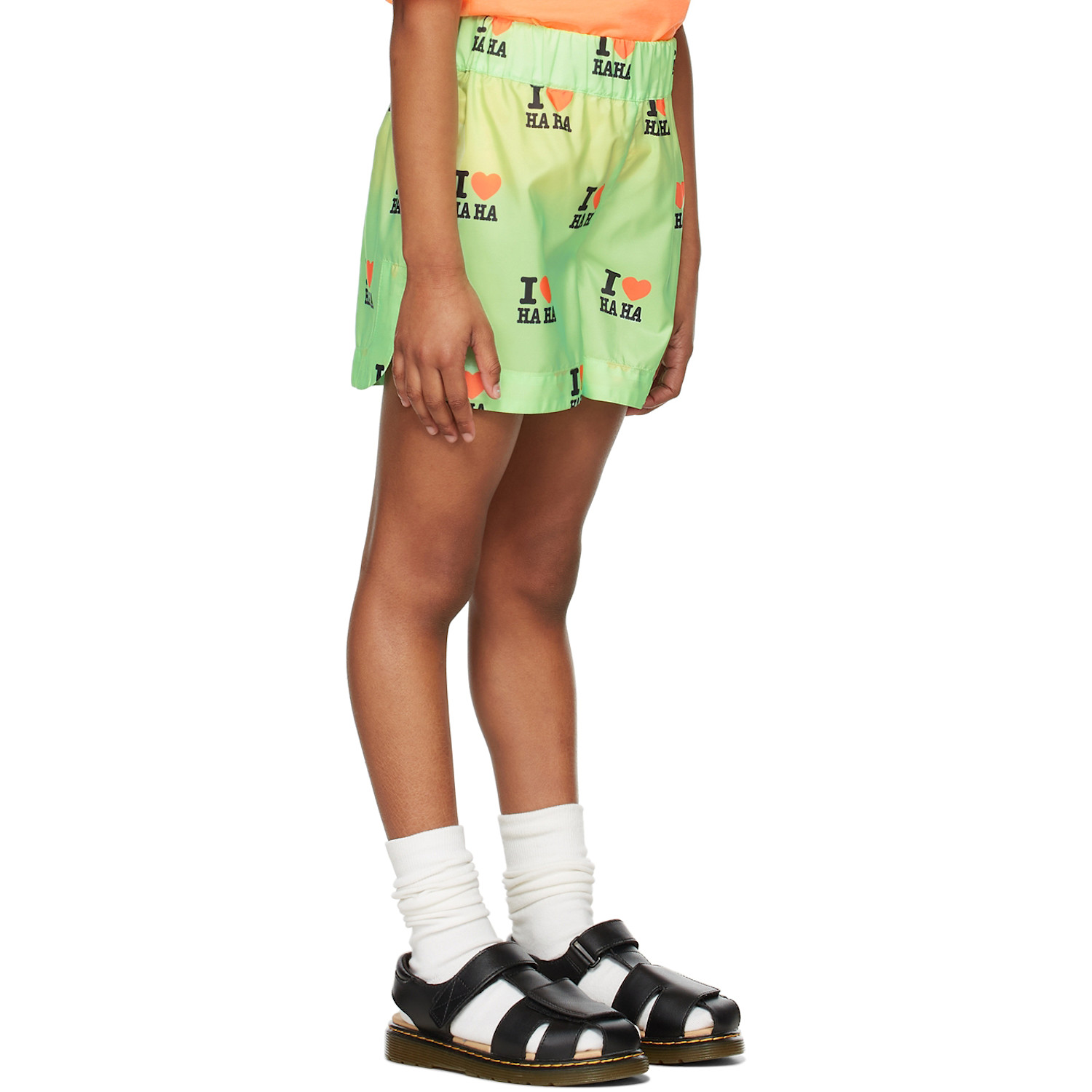  Crlnbsmns Kids Green 'i Love Haha' Shorts 