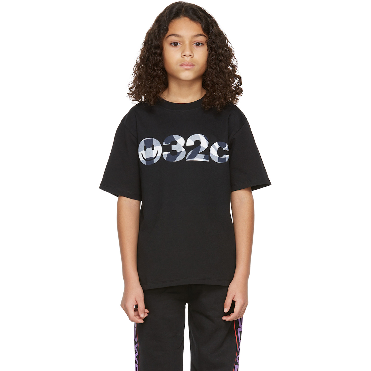  032c Ssense Exclusive Kids Black Smiley Logo T-shirt 