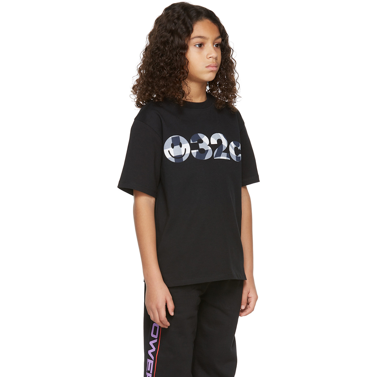  032c Ssense Exclusive Kids Black Smiley Logo T-shirt 