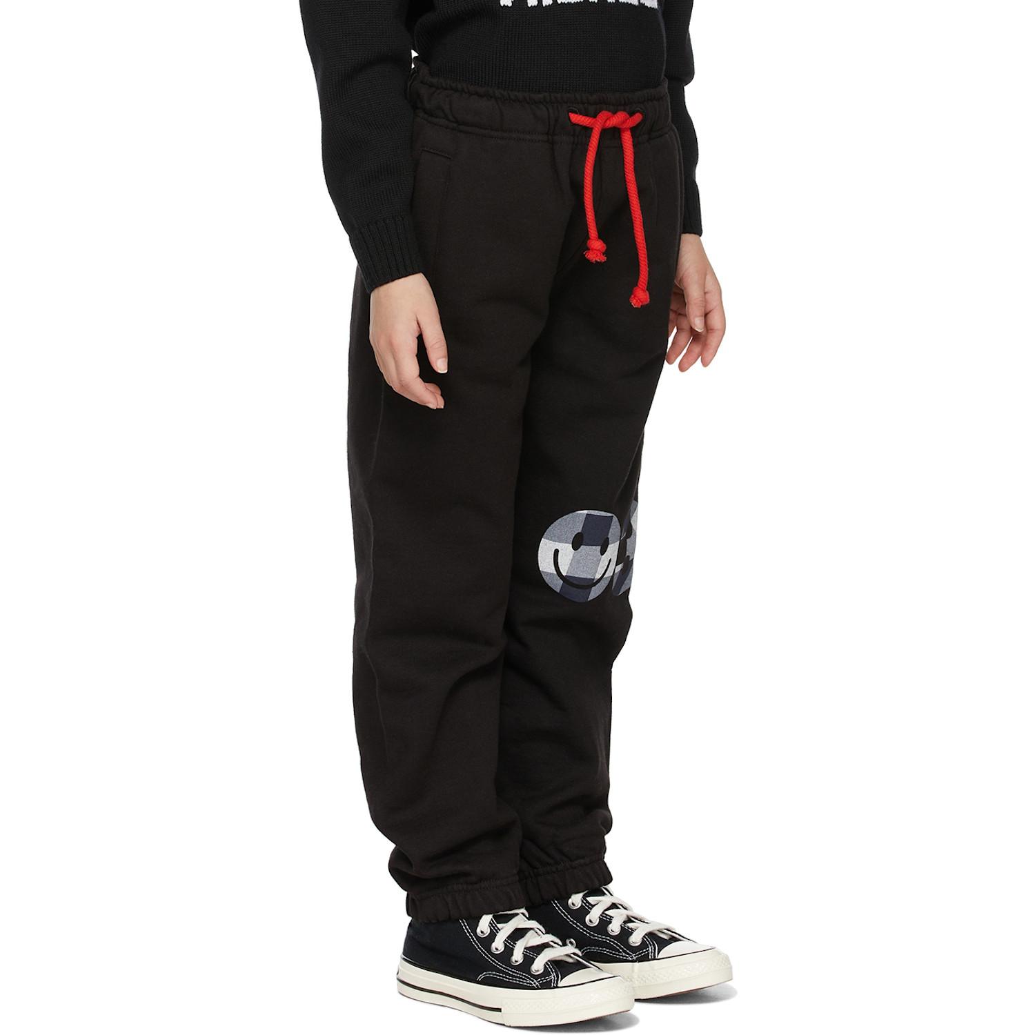  032c Ssense Exclusive Kids Black Smiley Logo Lounge Pants 