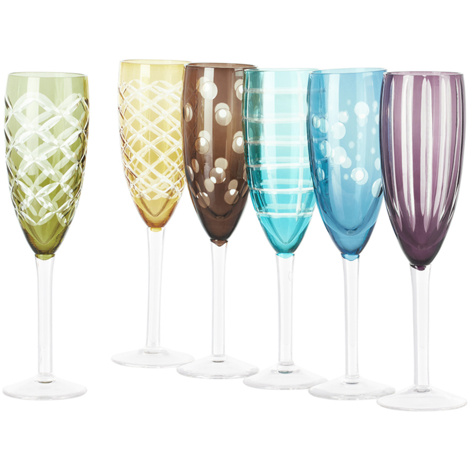  Polspotten Multicolor Cuttings Champagne Glass Set 