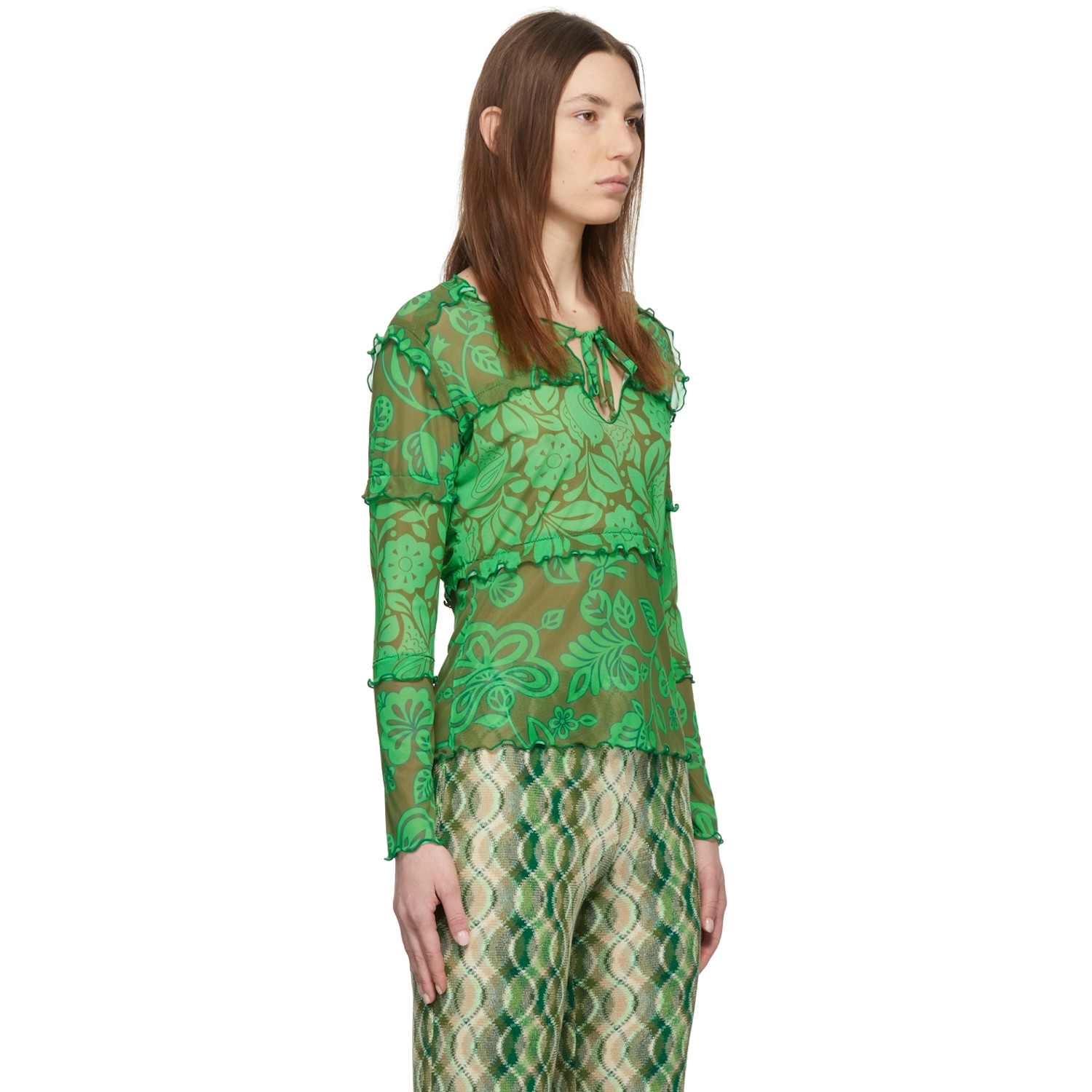  Anna Sui Green Paradisiac Combo Mesh T-shirt 