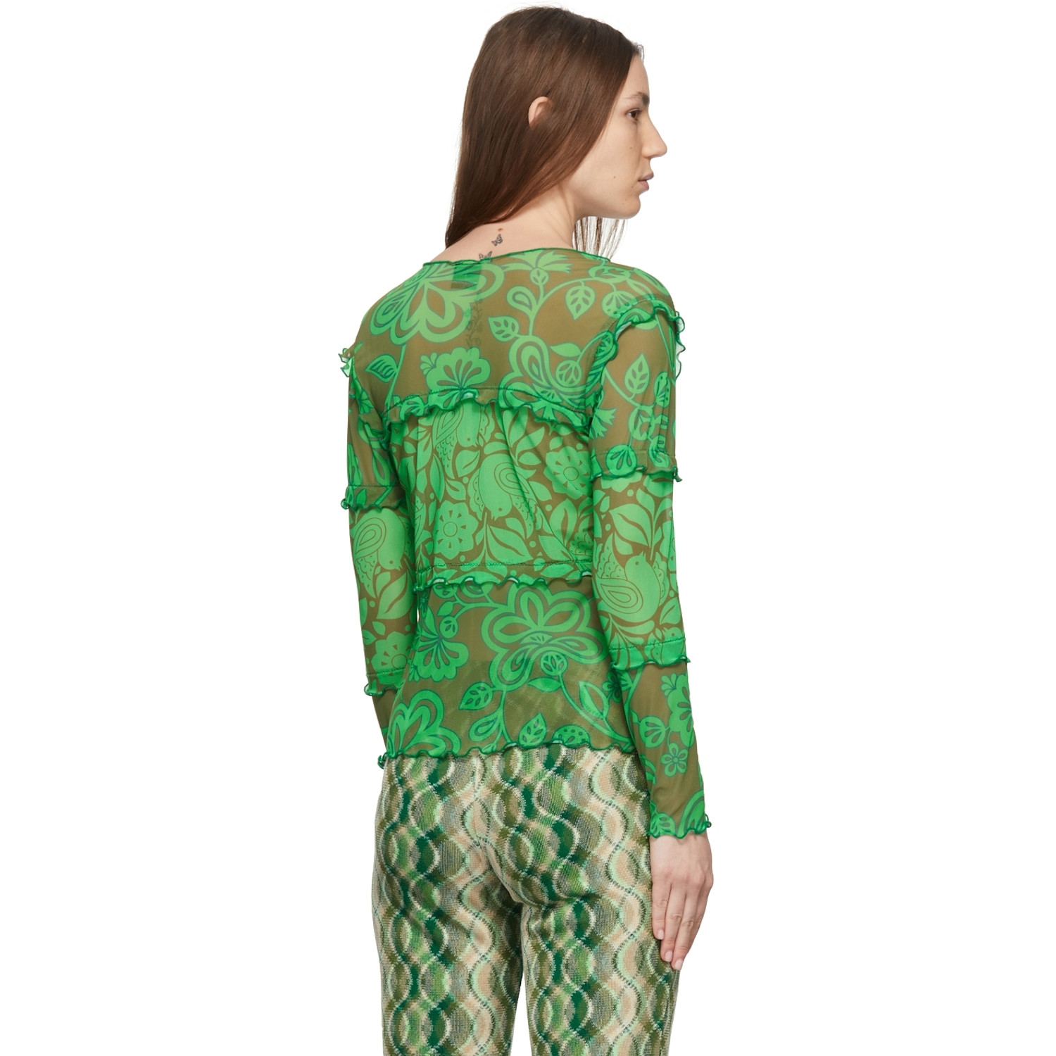  Anna Sui Green Paradisiac Combo Mesh T-shirt 