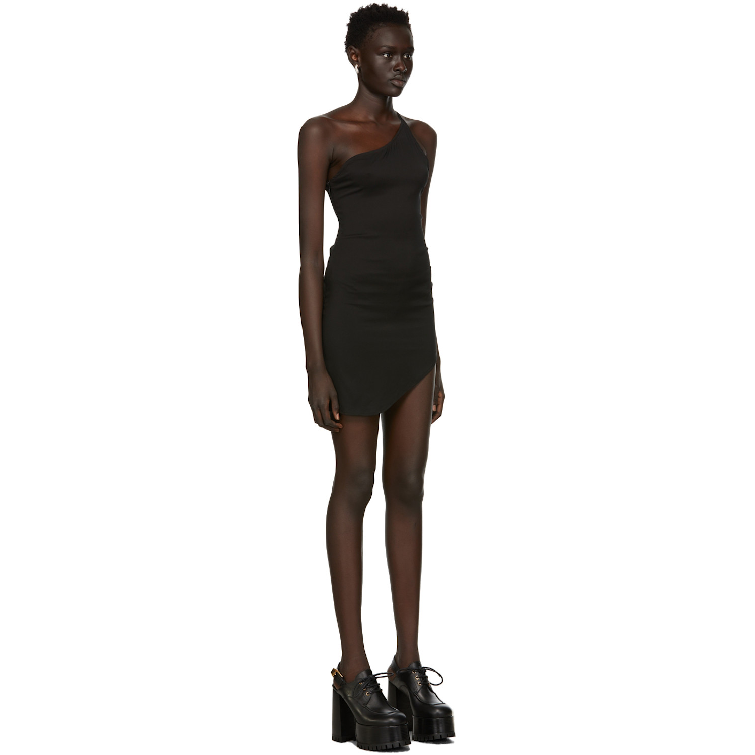  Guizio Black Asymmetrical Voxel Dress 